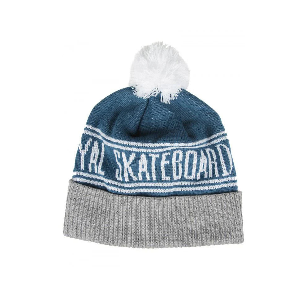 Royal Worker Pom Pom Beanie - Navy/Grey