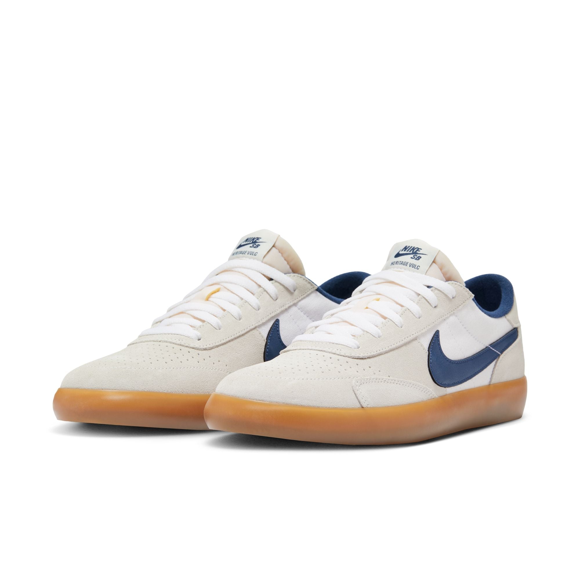 Nike SB Heritage Vulc Shoes - Summit White/Navy-White-Gum/Light Brown