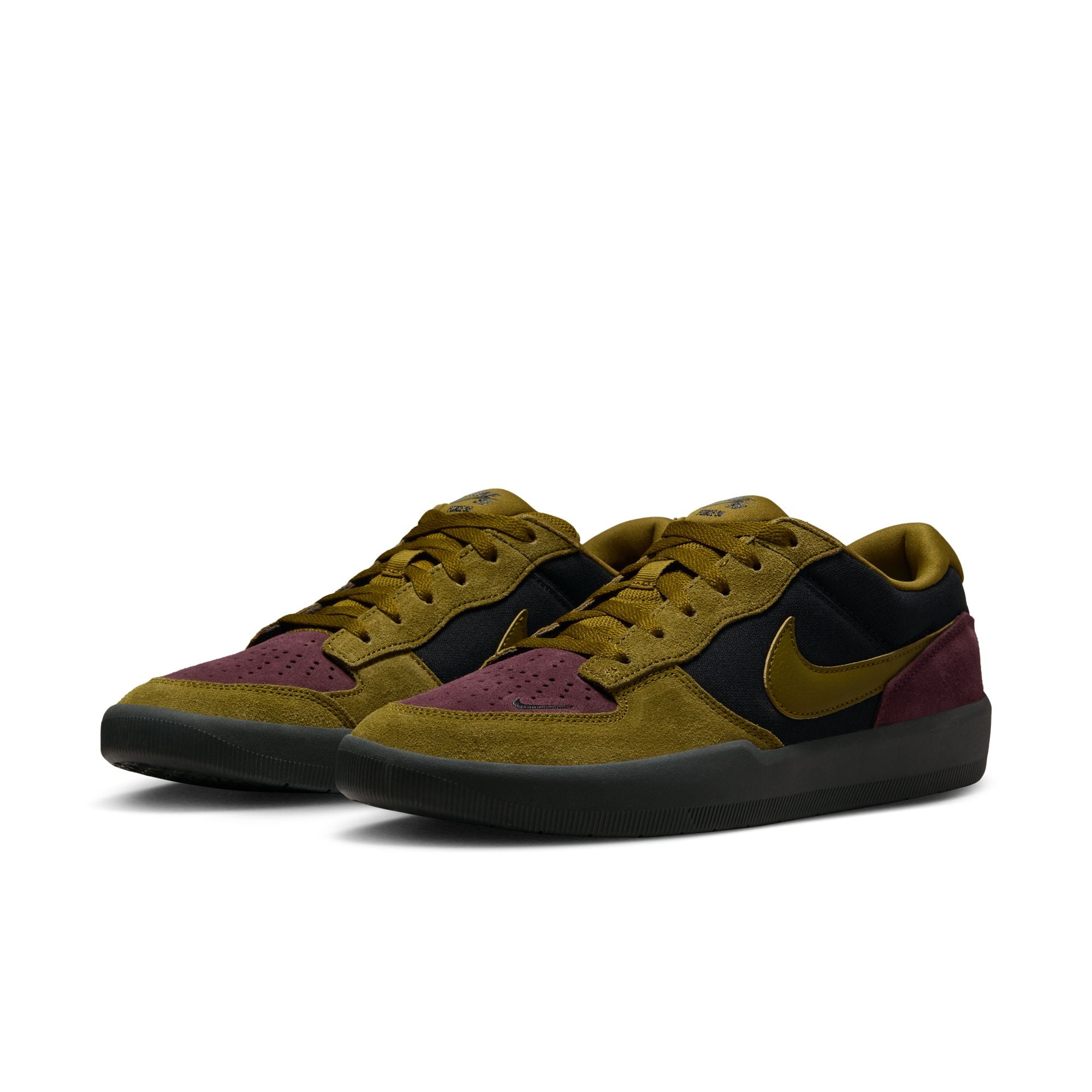 Nike SB Force 58 Shoes - Black/Olive Flak-Burgundy Crush