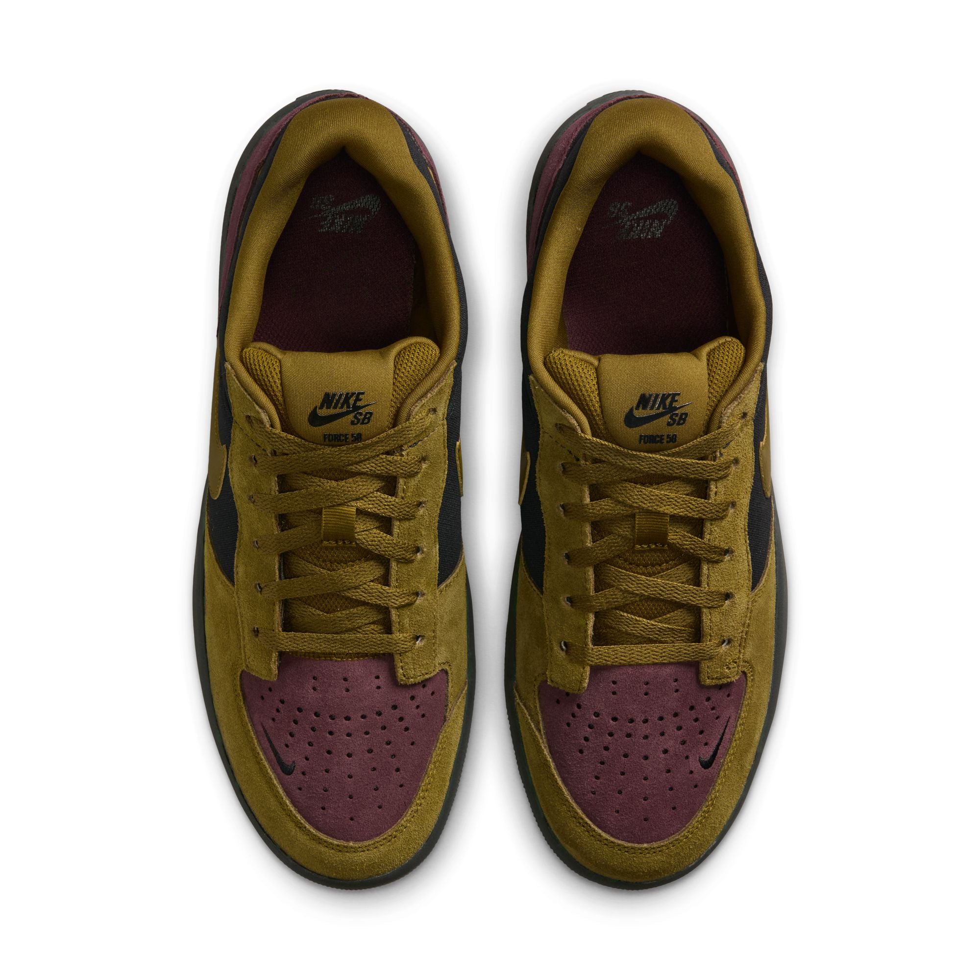 Nike SB Force 58 Shoes - Black/Olive Flak-Burgundy Crush