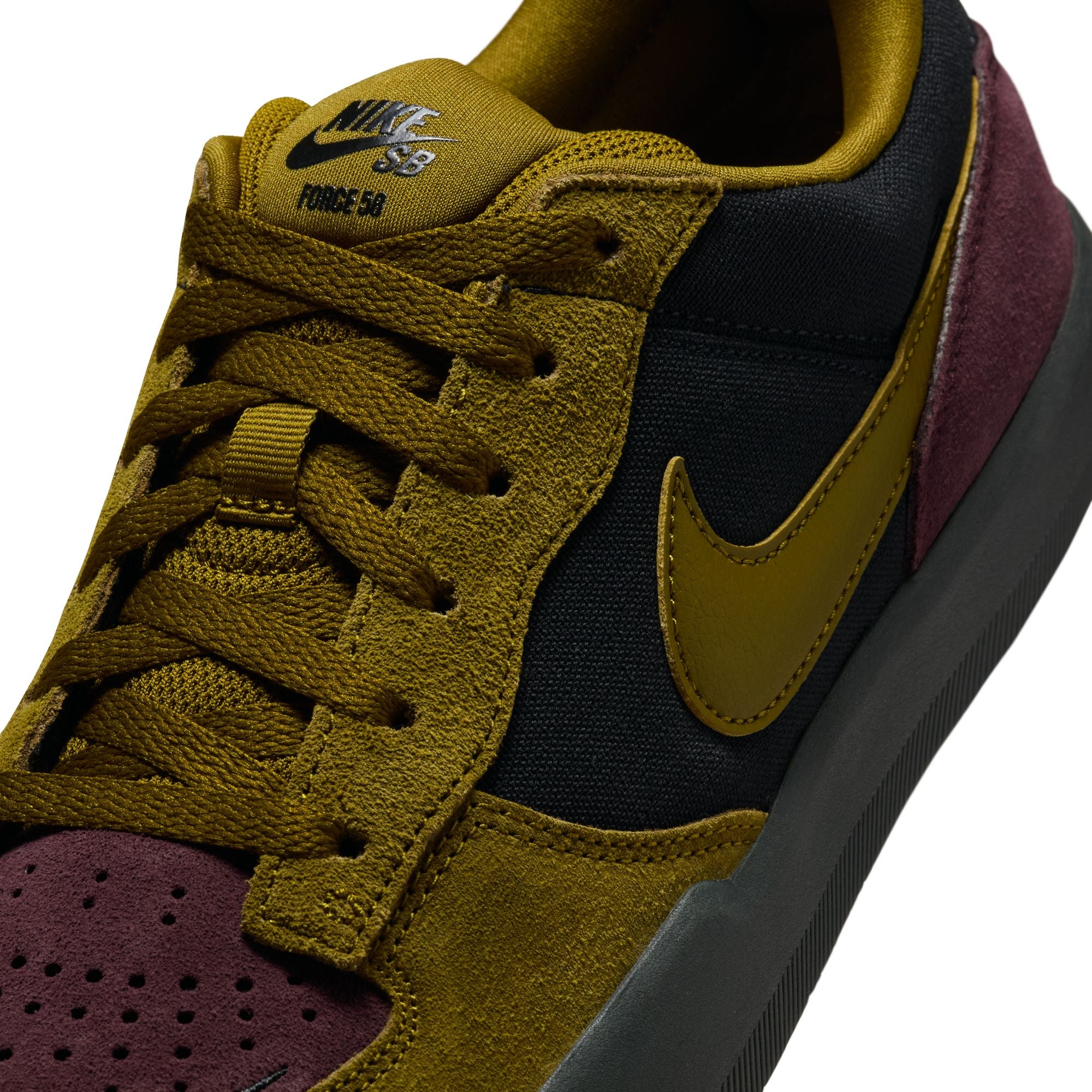 Nike SB Force 58 Shoes - Black/Olive Flak-Burgundy Crush