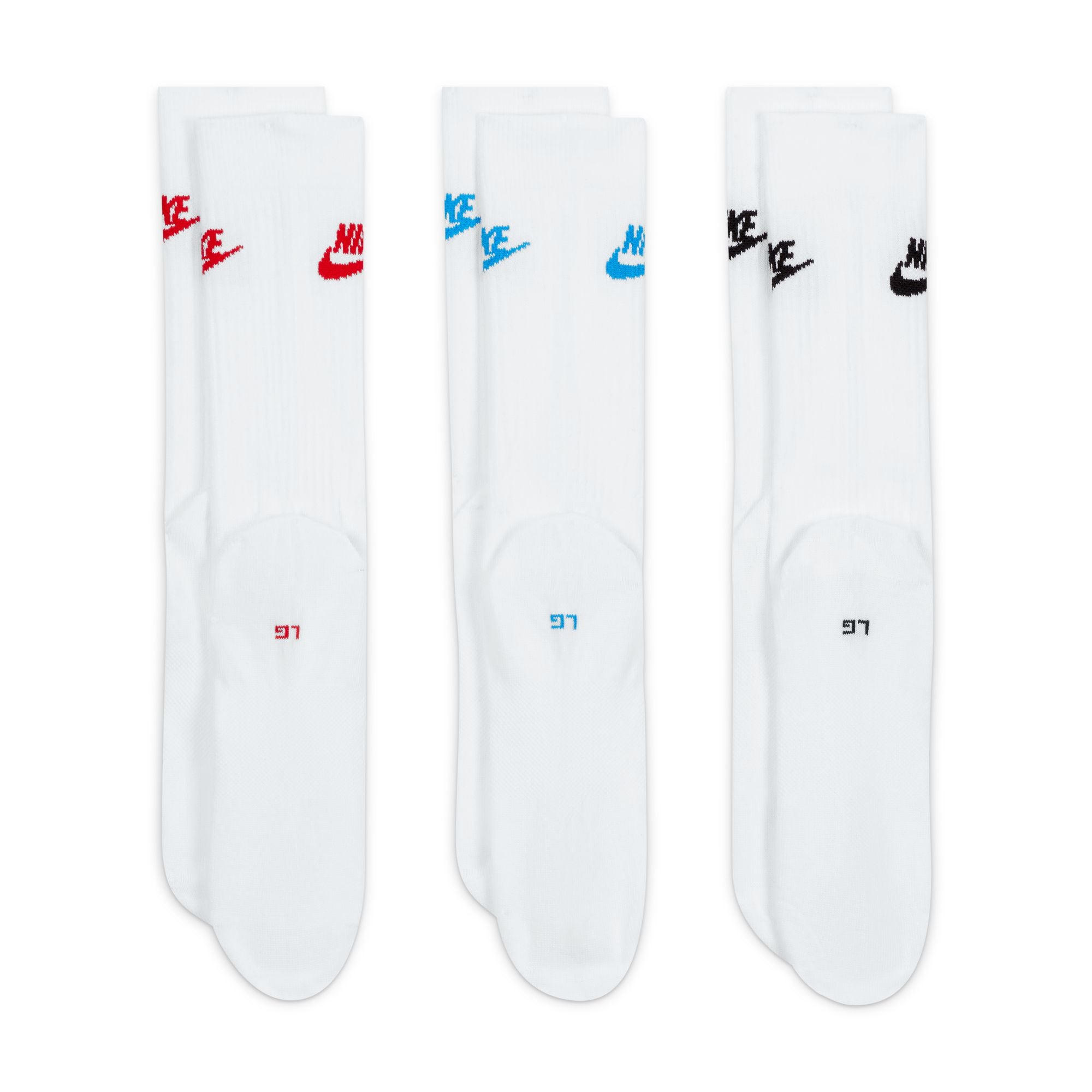 Nike Everyday Essential Crew 3 Pack Socks - White/Red/Blue/Black