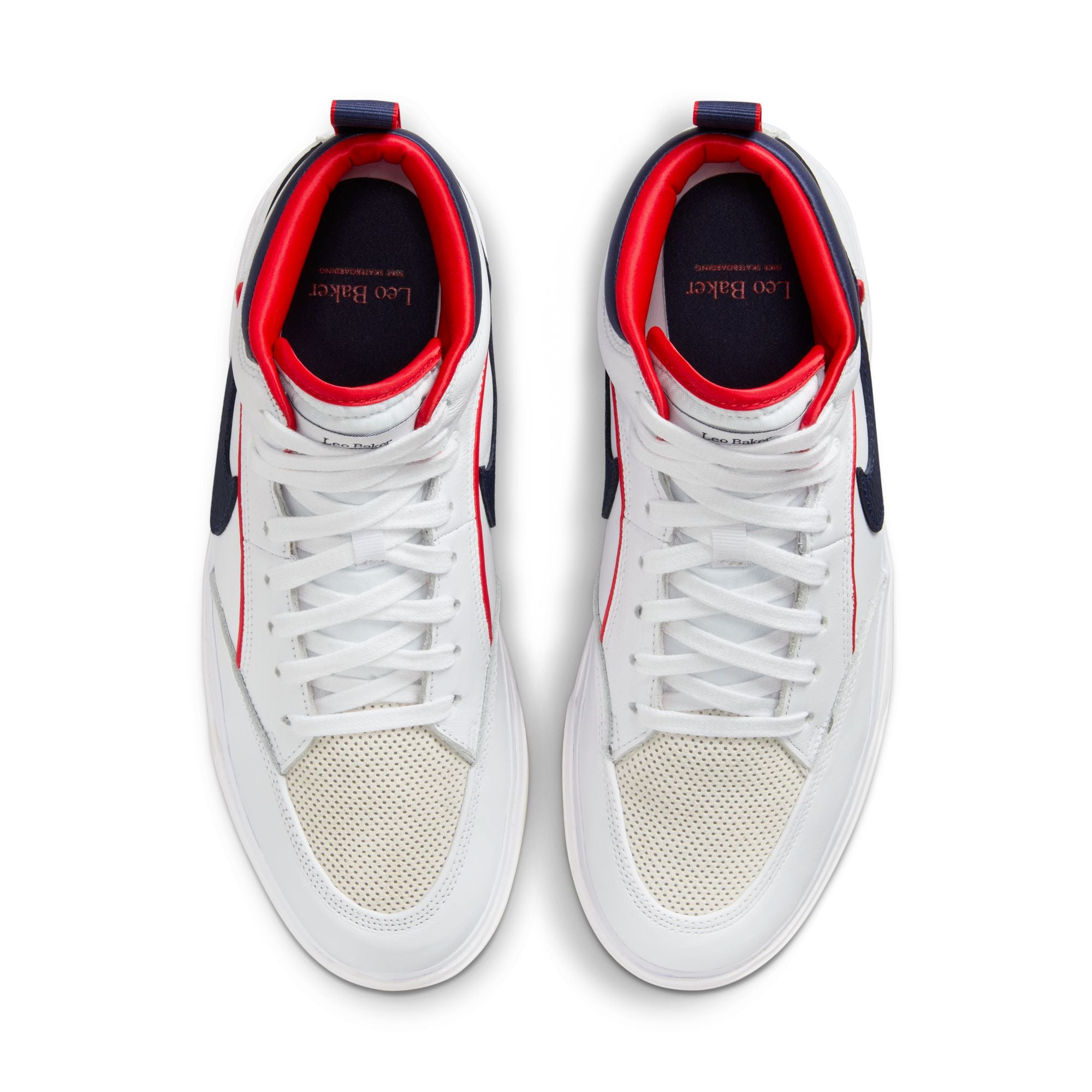 Nike SB Leo Baker React Premium Shoes - White/Midnight Navy-University Red-White