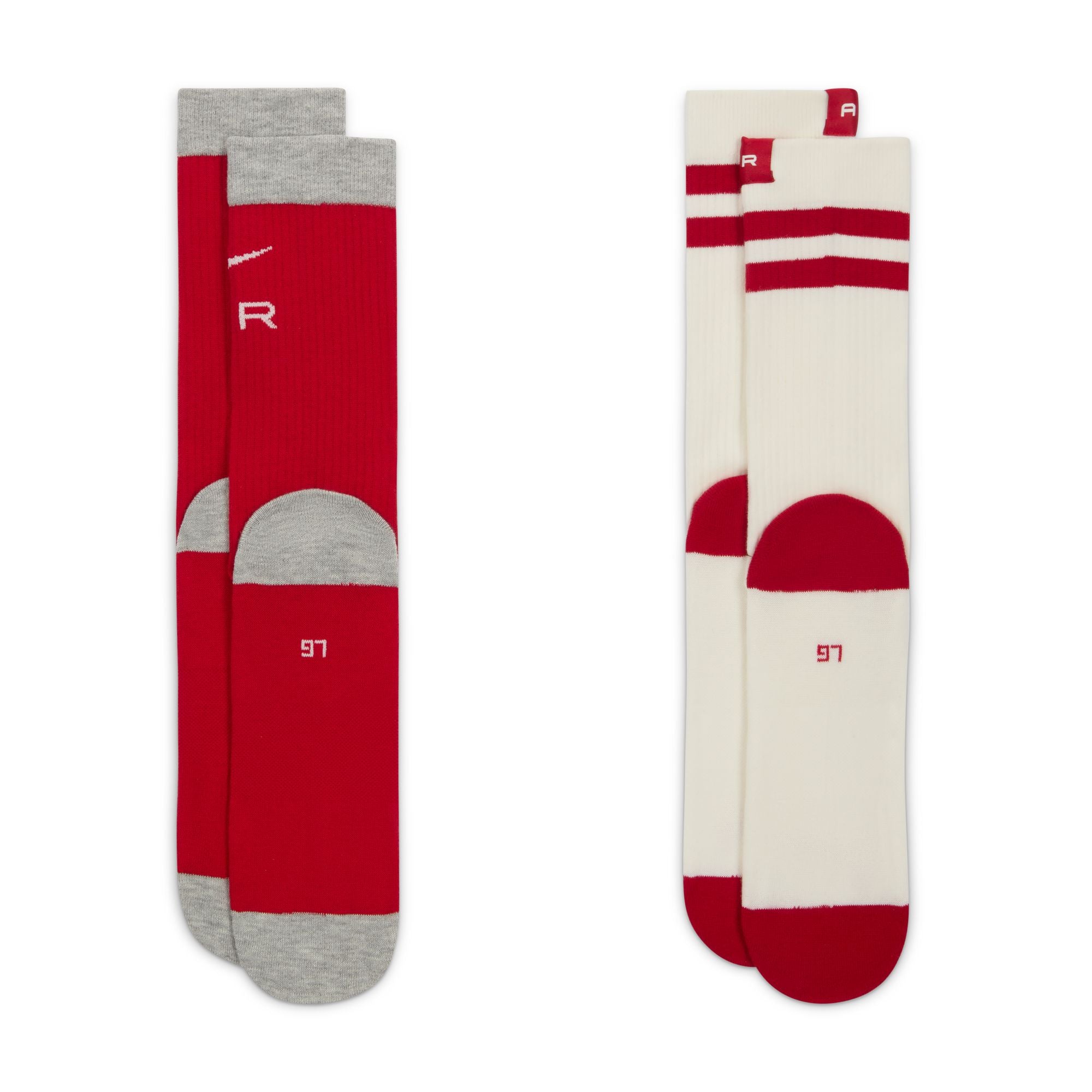 Nike Everyday Essential 2 Pack Socks - Red/Grey & White/Red
