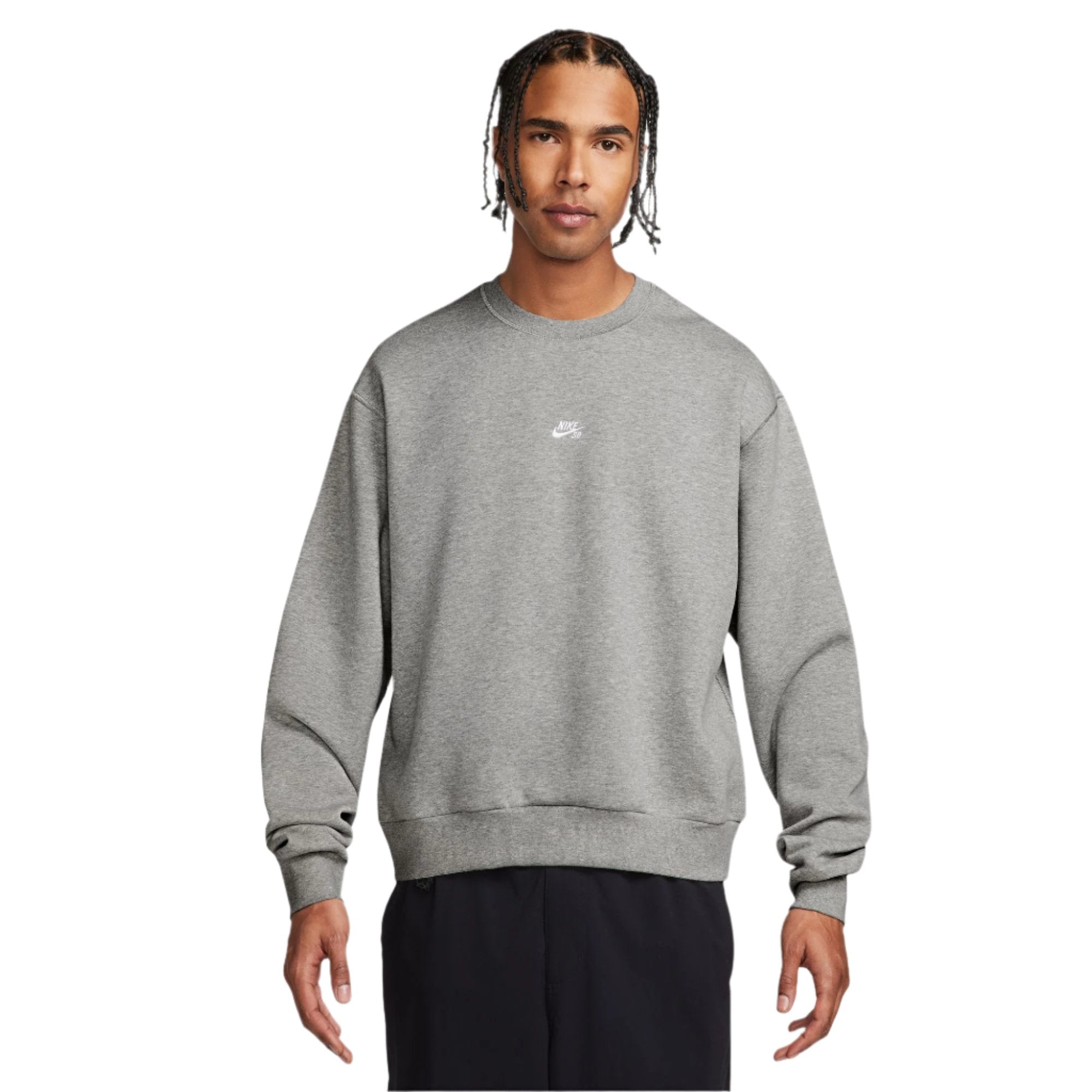 Nike SB Embroidered Crewneck Sweatshirt Dark Grey Heather White