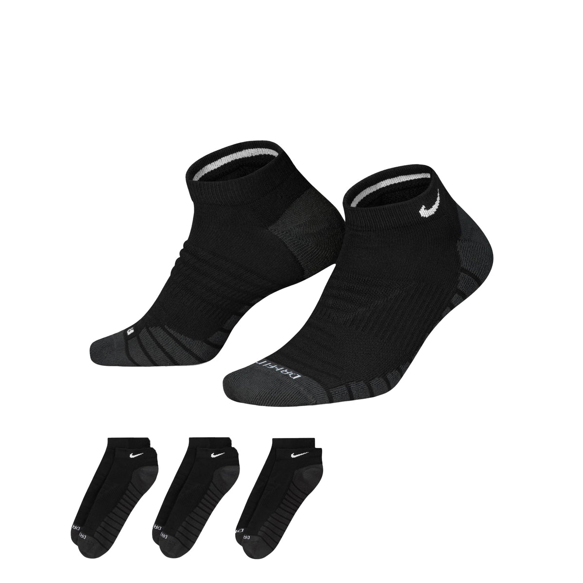 Nike Everyday Max Cushioned Ankle Socks 3 Pack - Black/Anthracite/White