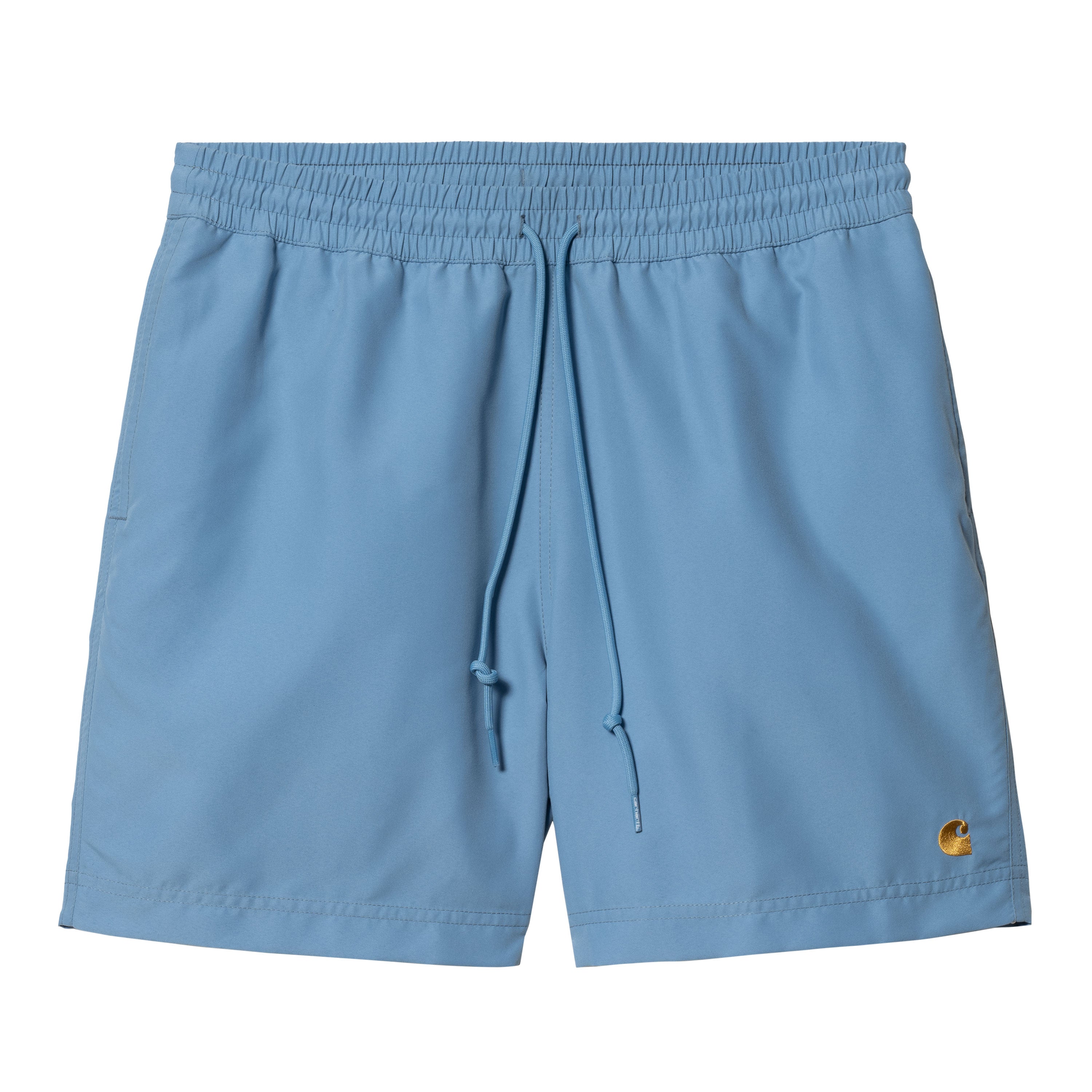 Light blue Carhartt swim shorts with adjustable drawstrings and embroidered logo. Free UK shipping on orders over £50.