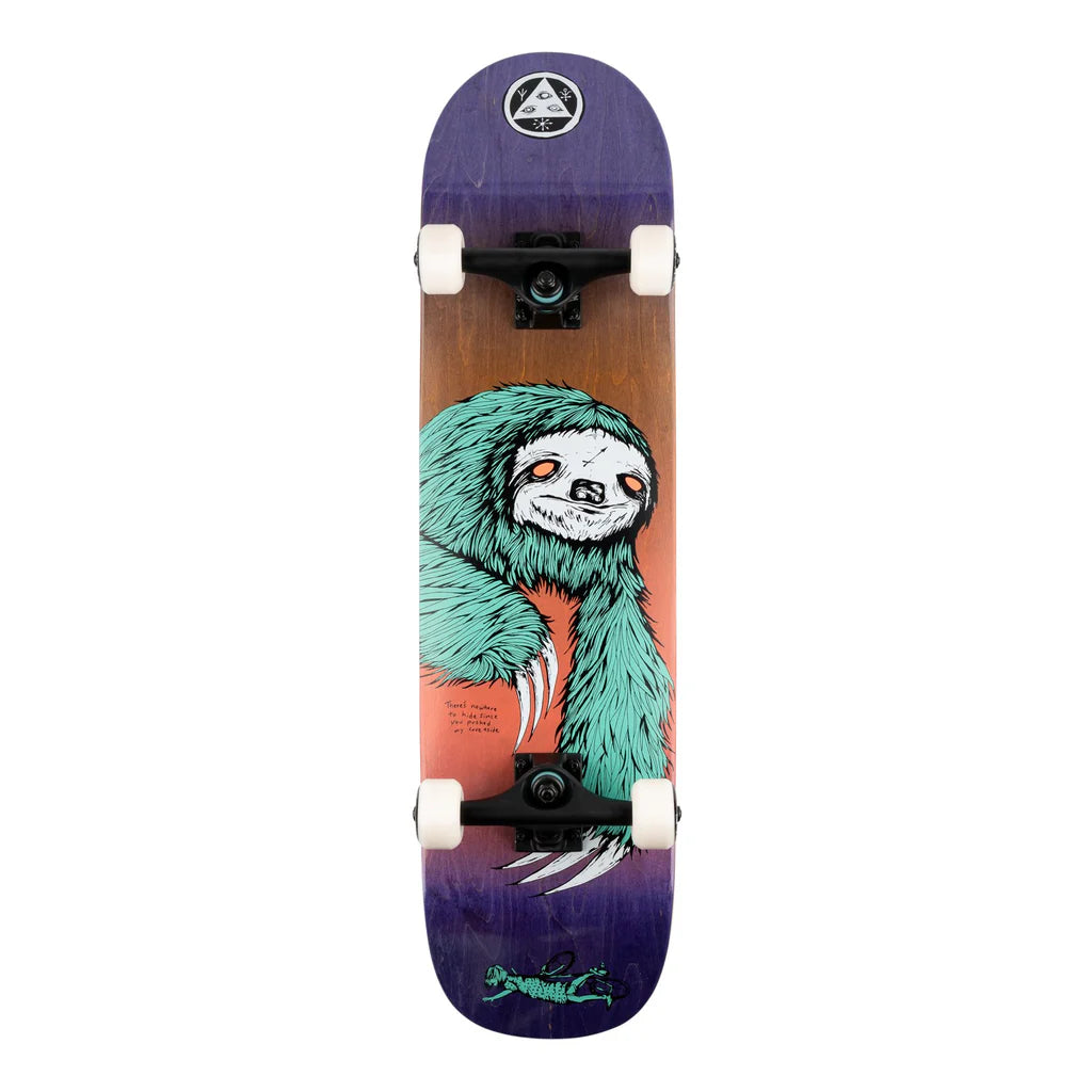 Welcome Sloth Complete Skateboard - 8" Purple Stain