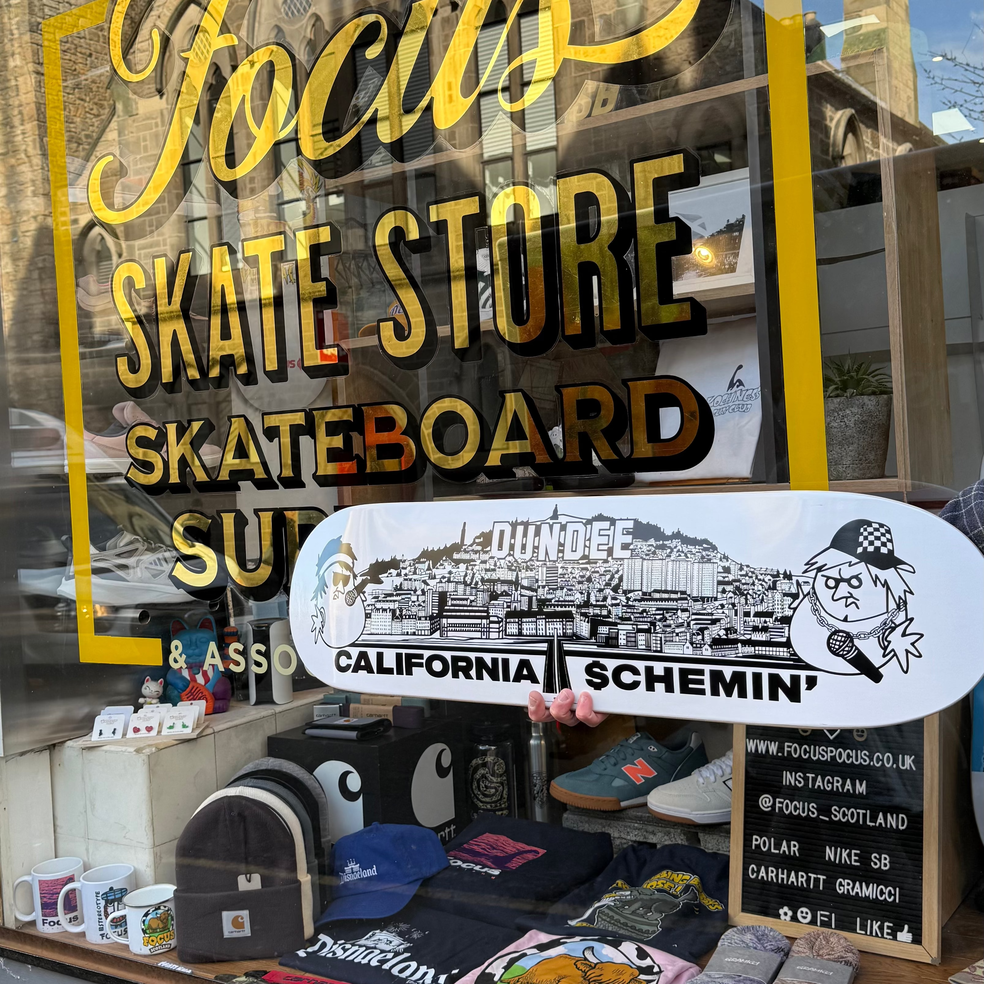 Focus x Auld Hag x California Schemin' Dundee Goes To Hollywood Skateboard Deck - Various Sizes Pre-Order