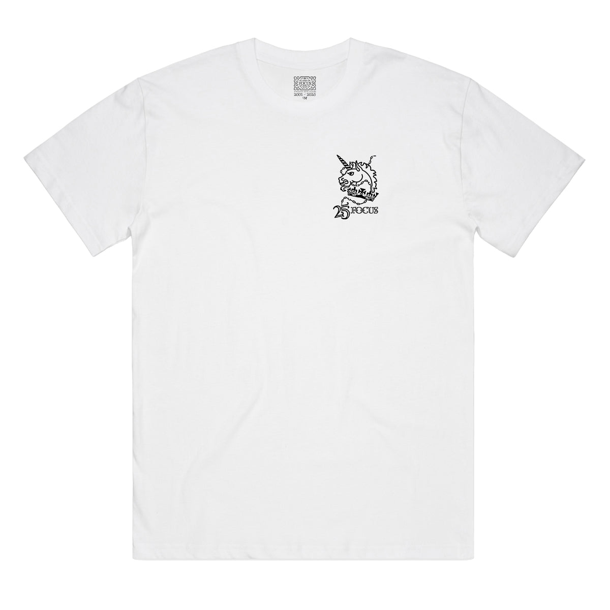 Focus 25th Anniversary Unicorn Head T-shirt - White