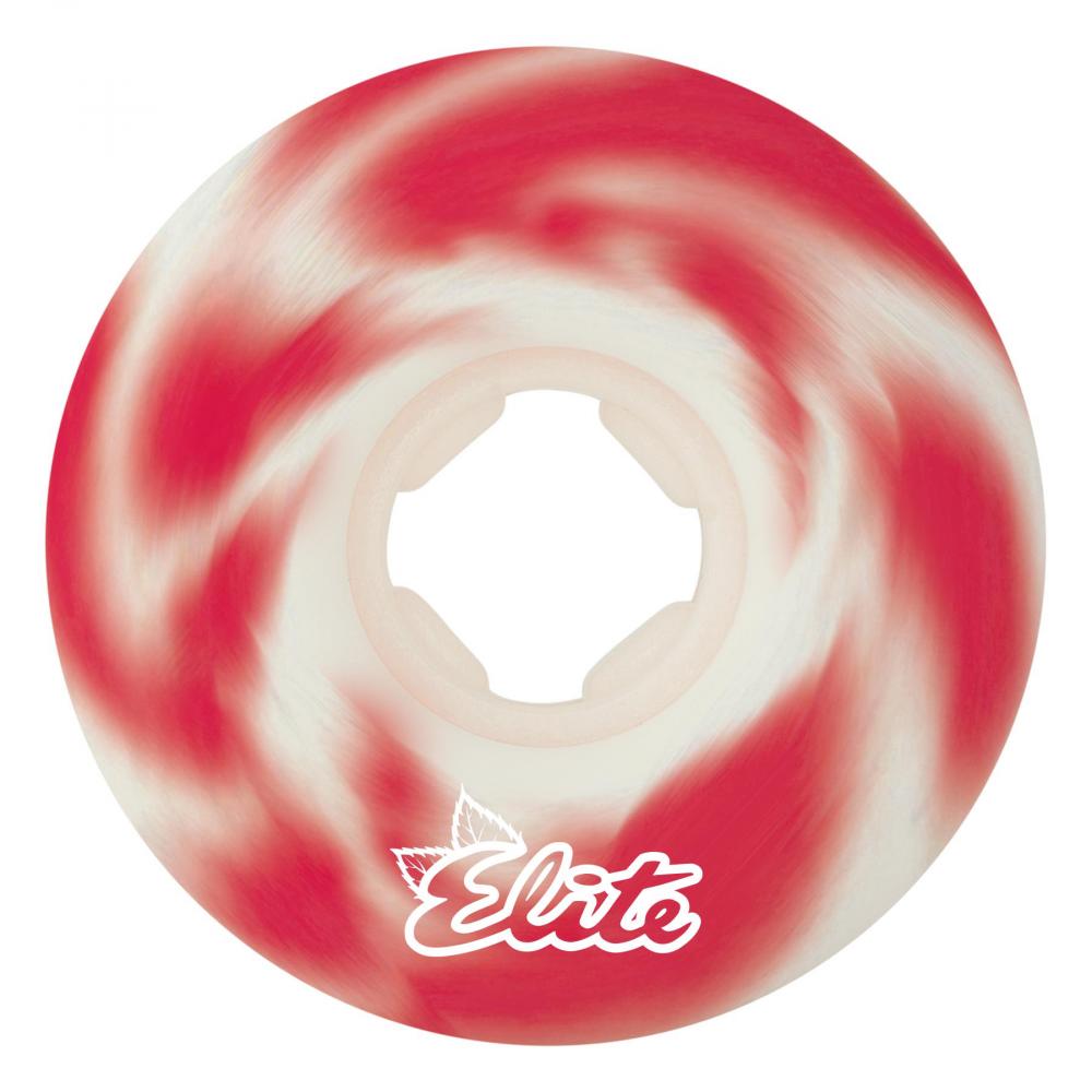 Red and white tie dye OJ elite Eric Winkowski 101a 53mm wheels with 8ball and mushroom graphic on side. Free uk shipping over £50