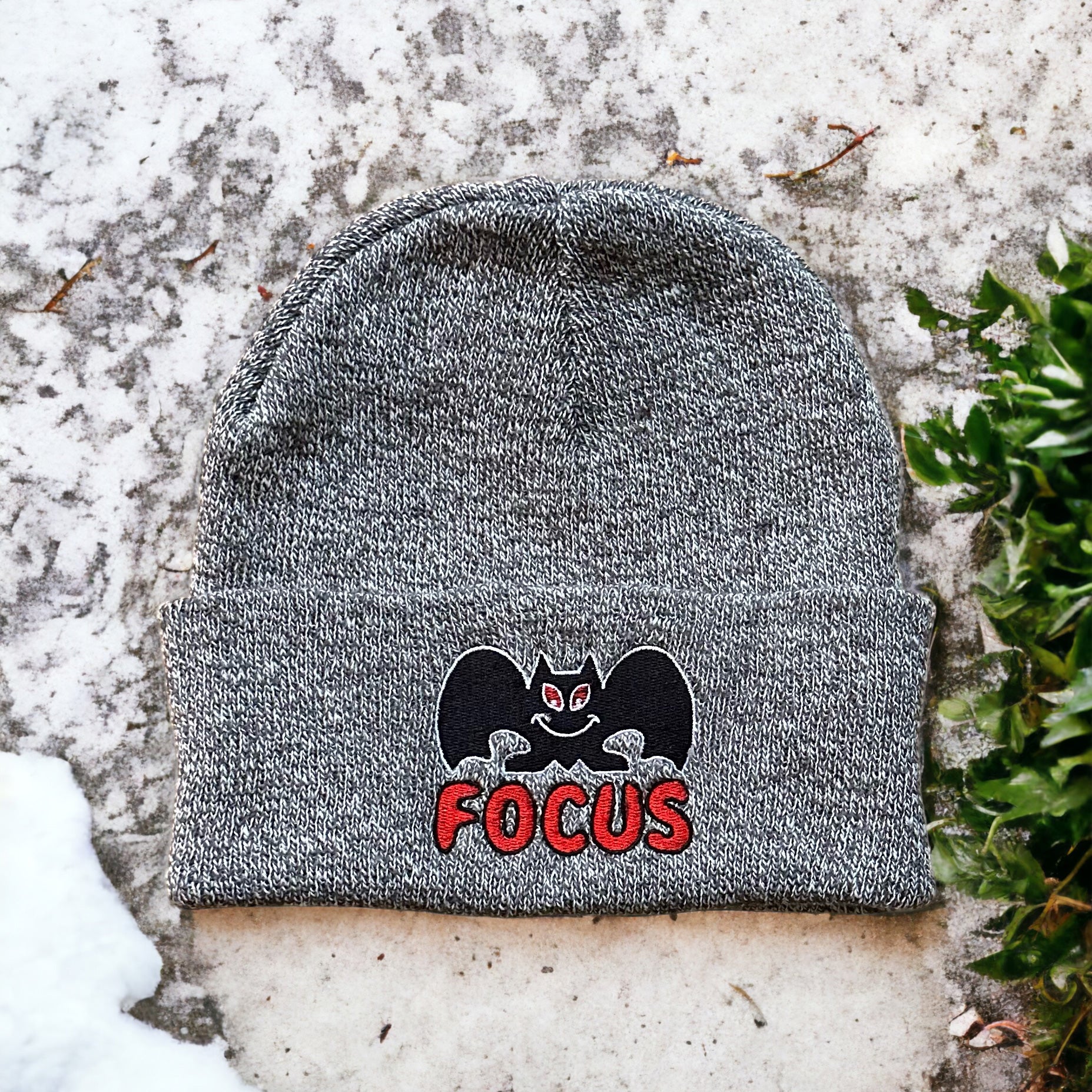 Focus Bat Logo Beanie - Heather Grey