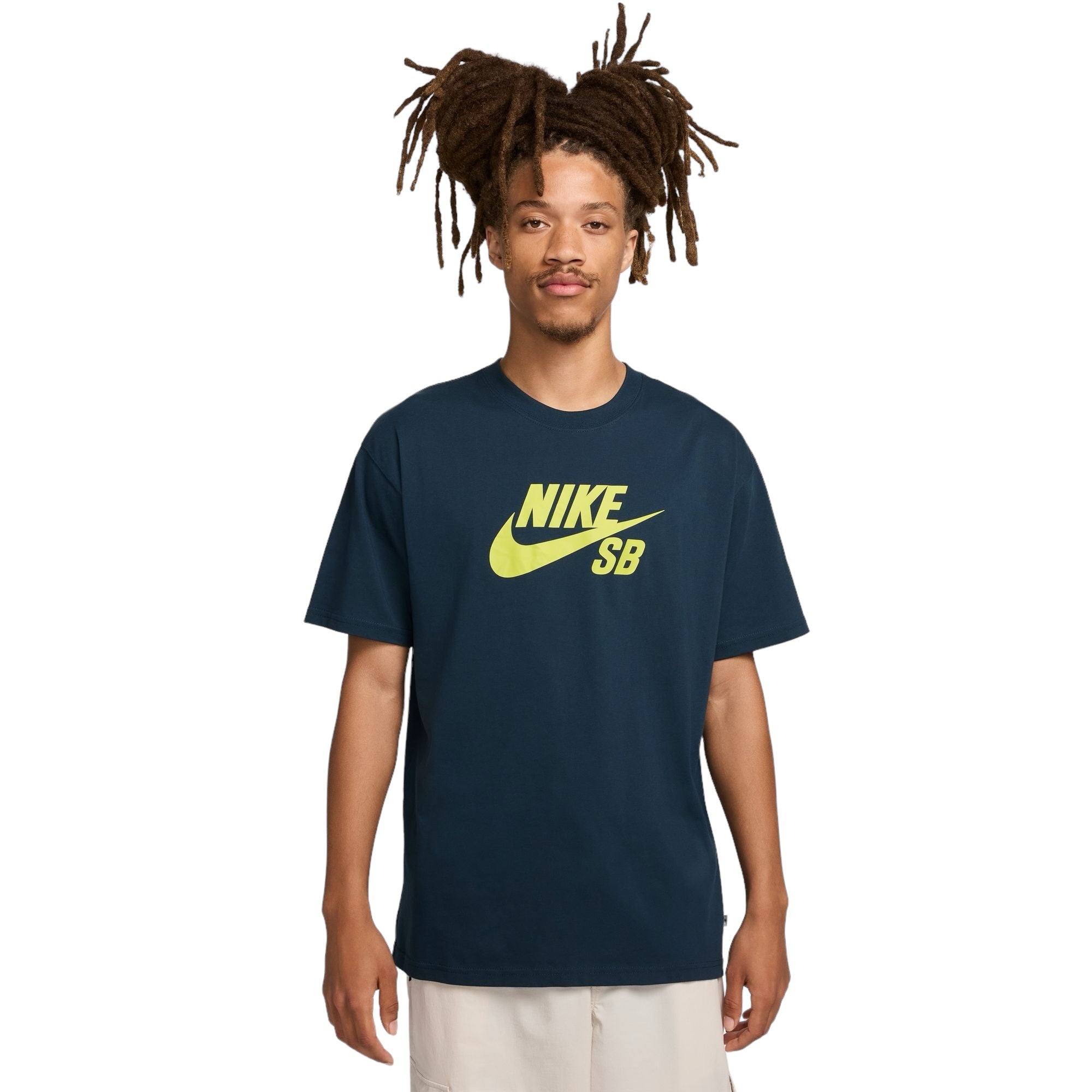 Nike SB Large Icon Logo T shirt Armory Navy Yellow