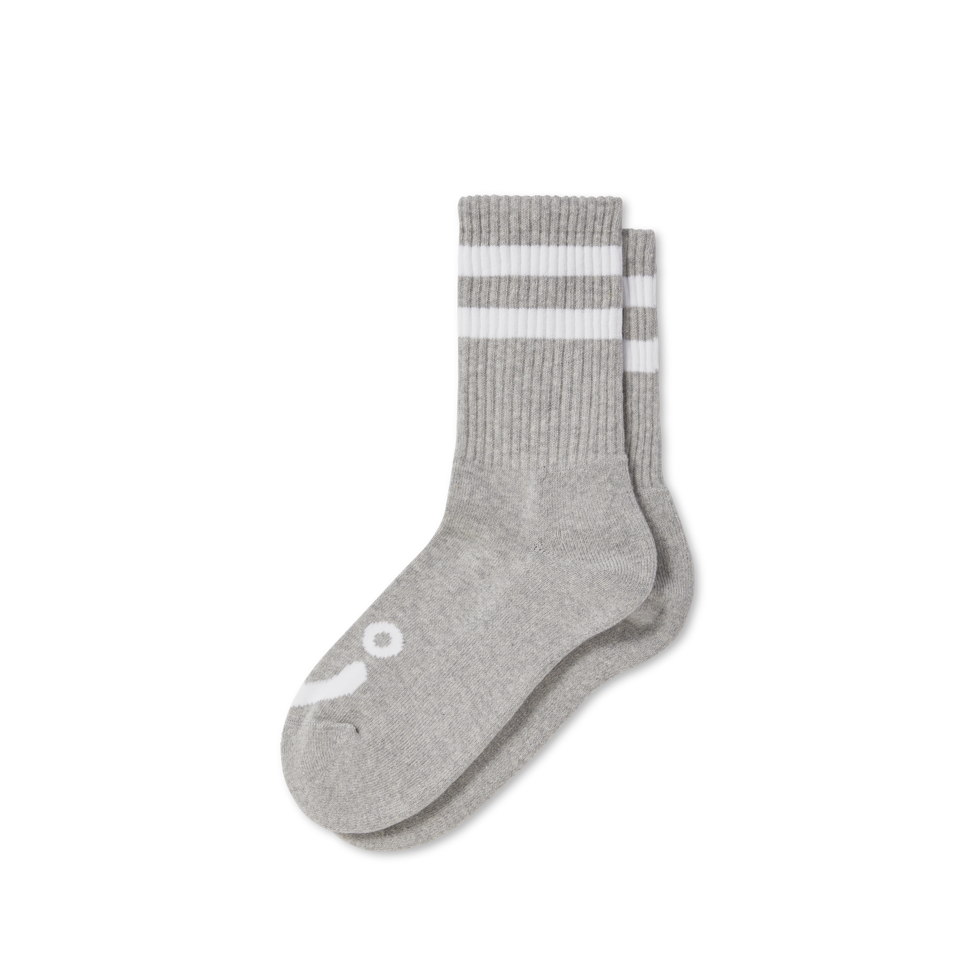 Grey polar rib socks with white stripes and smiling and frowning face logos. Free delivery on items over £50