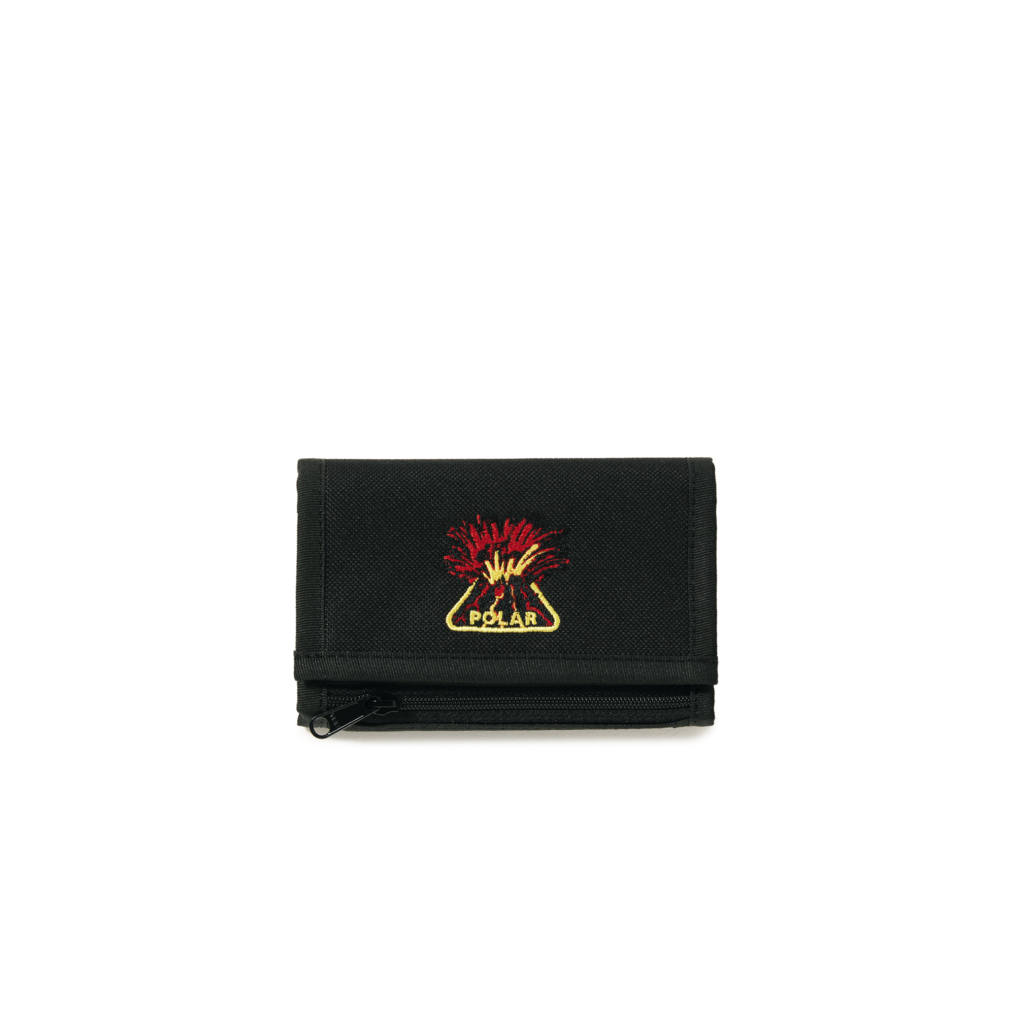 Black polar velcro wallet with red volcano logo on front. Card and cash pockets inside. Free uk shipping on orders over £50