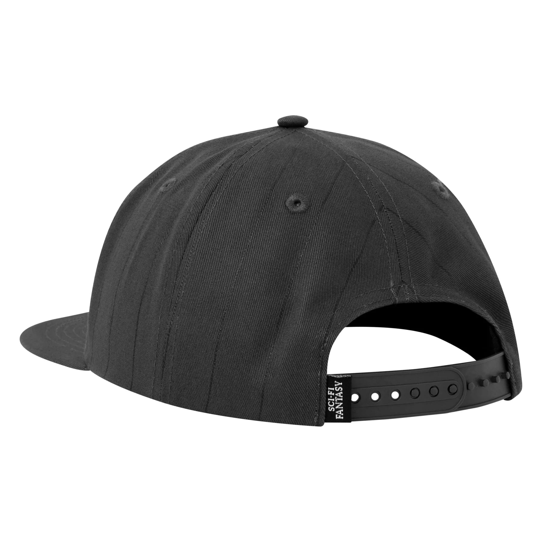 Dark grey sci fi fantasy six panel cap with black logo on front. Free uk shipping on orders over £50