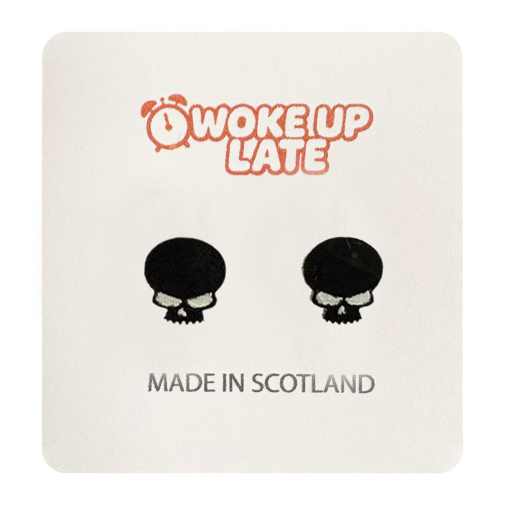 Woke Up Late - Black Skulls Earring Studs
