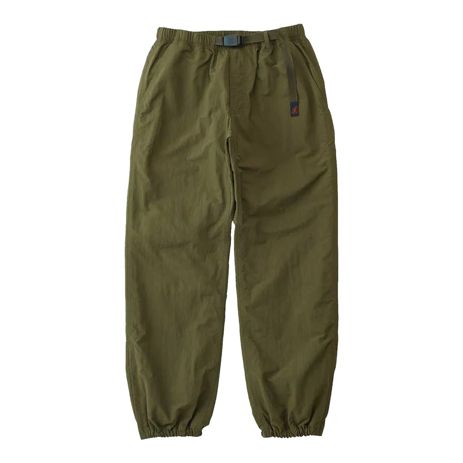 Olive green gramicci nylon outdoor track trousers with adjustable waist. Free uk shipping over £50