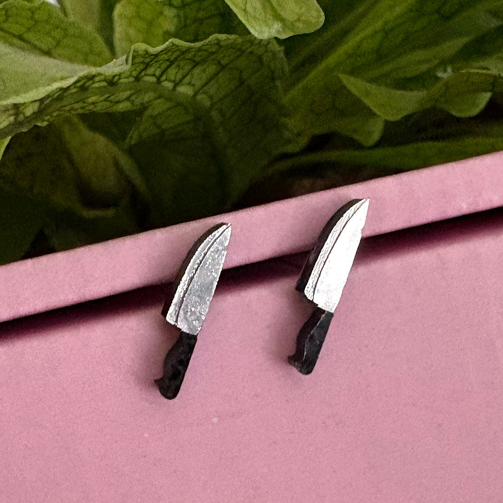 Woke Up Late Earrings - Wee Stabby Knives Earring Studs