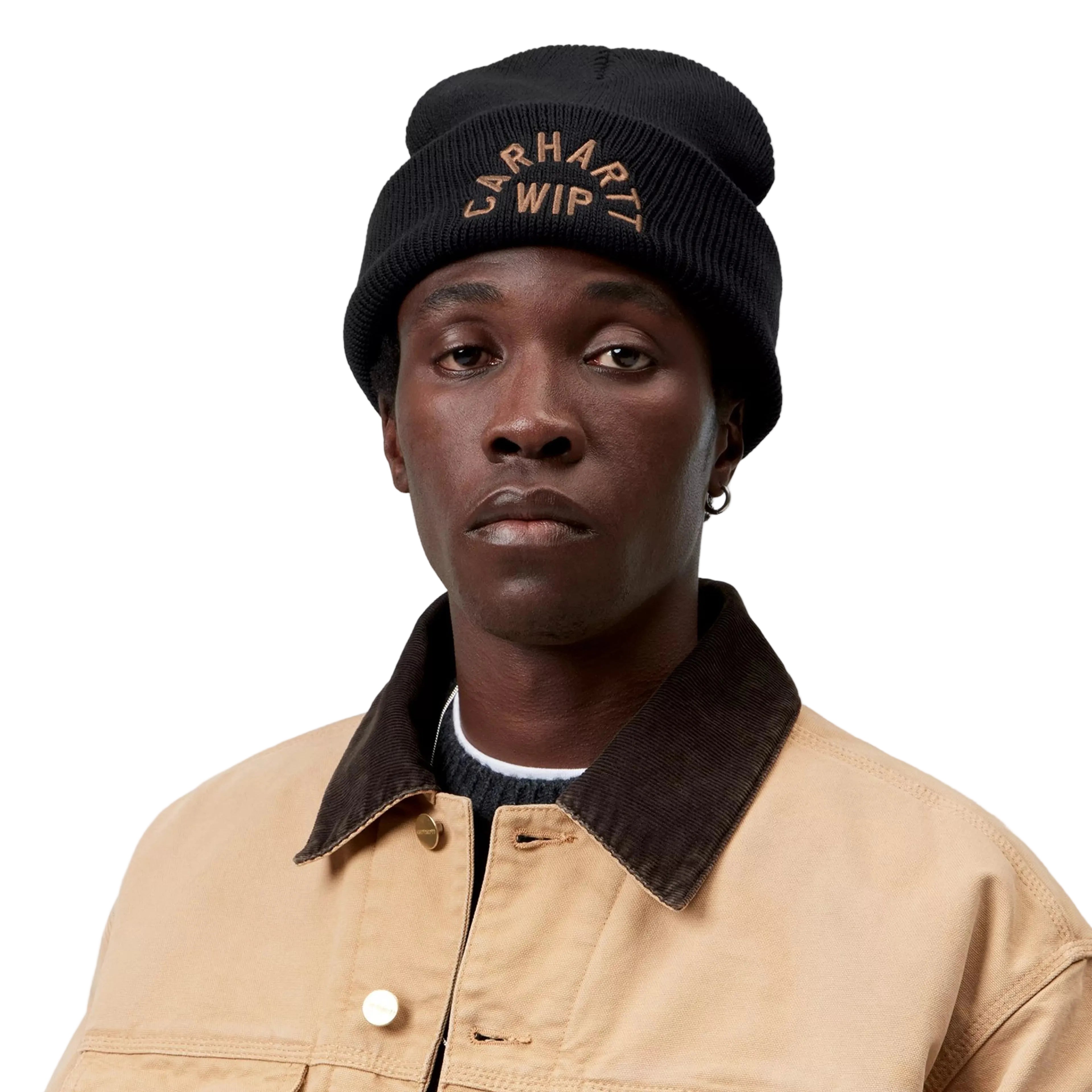 Carhartt WIP Arch Script Beanie - Black/WIP H Brown