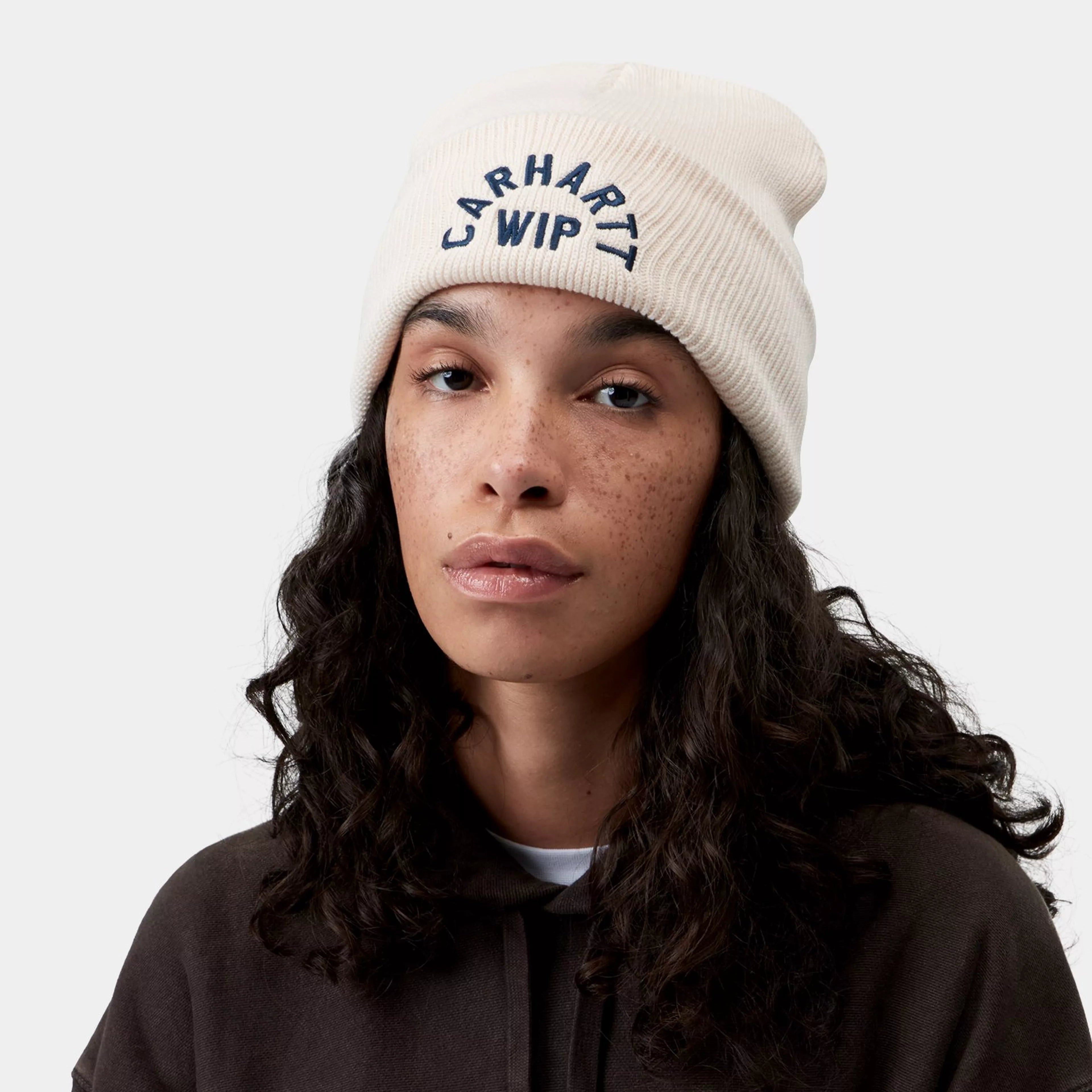 Carhartt WIP Arch Script Beanie - Natural/Dark Navy