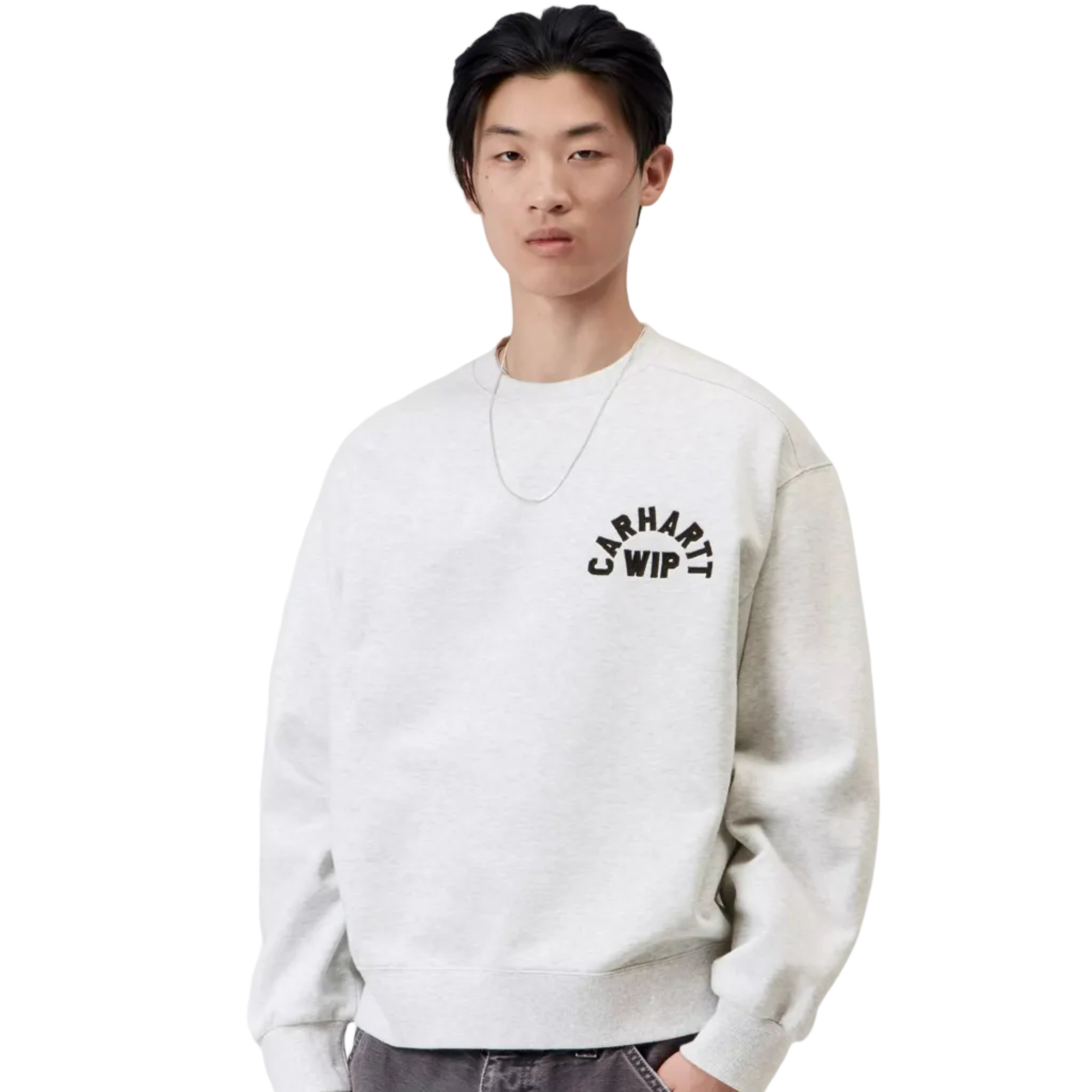 Carhartt WIP Arch Script Sweat - Ash Heather/Dark Navy