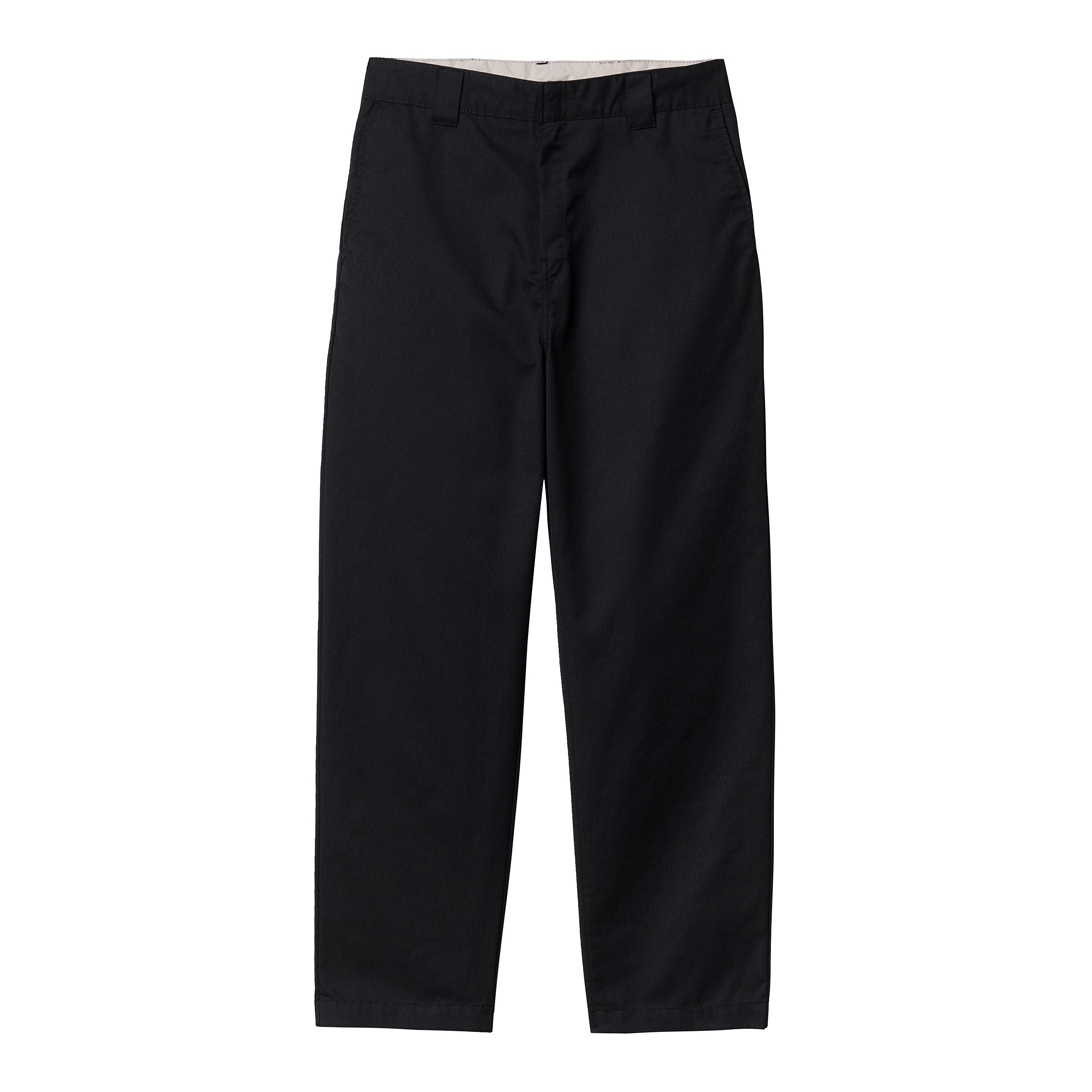 Black Carhartt craft pants with woven logo. Free UK shipping on orders over £50.