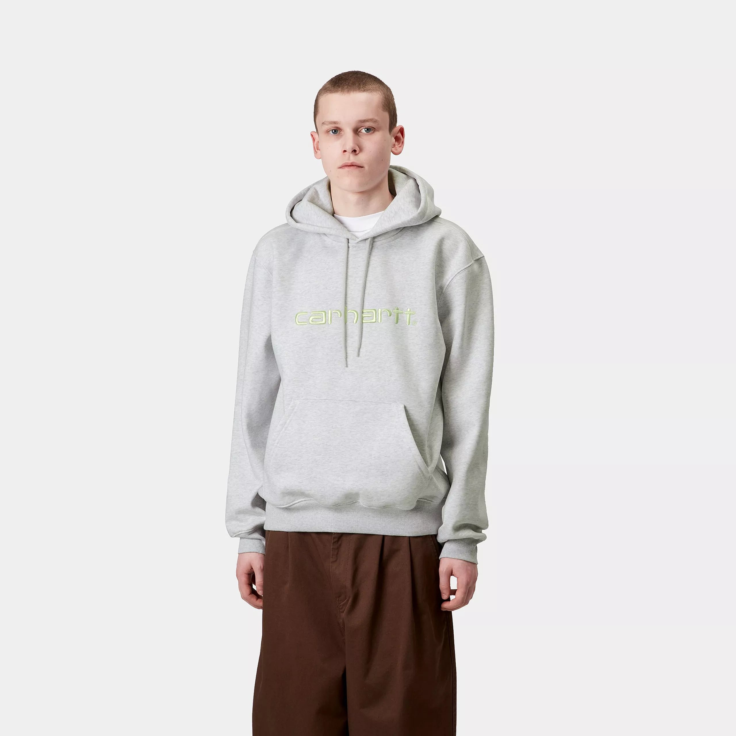 Carhartt WIP Hooded Sweatshirt - Ash Heather/Air Green