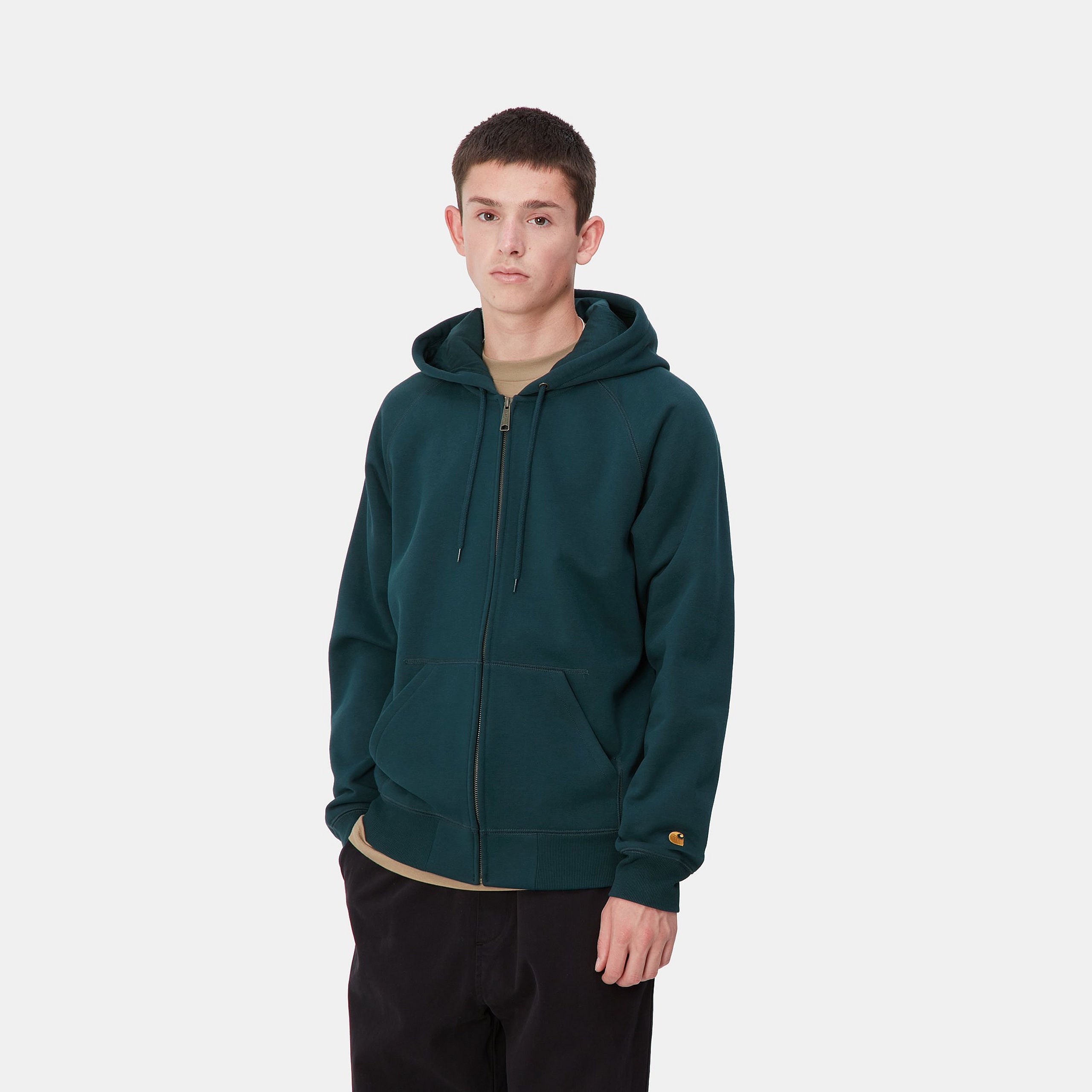 Carhartt WIP Hooded Chase Zip Jacket - Duck Blue/Gold