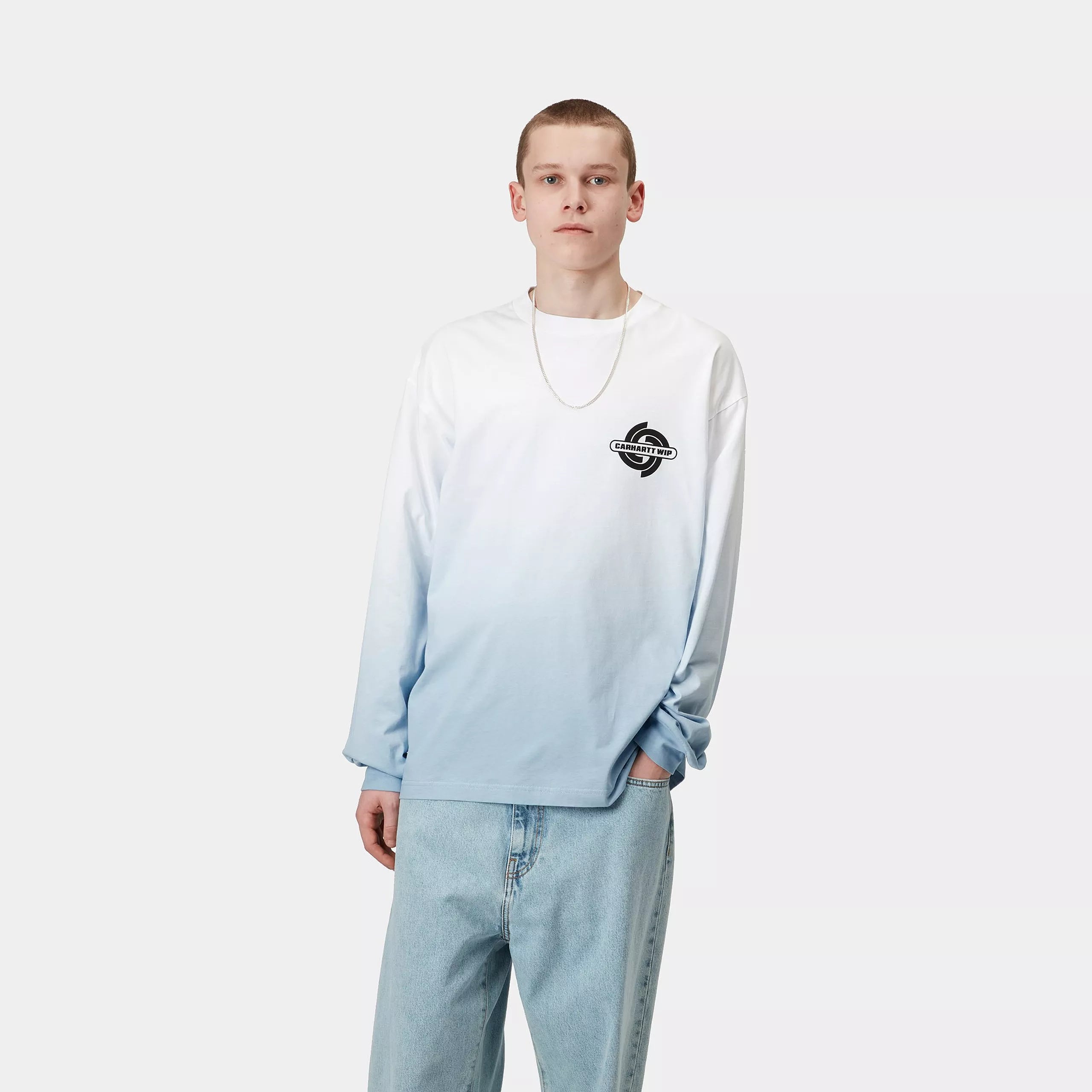 Carhartt WIP Light Work Longsleeve - White/Bluebird