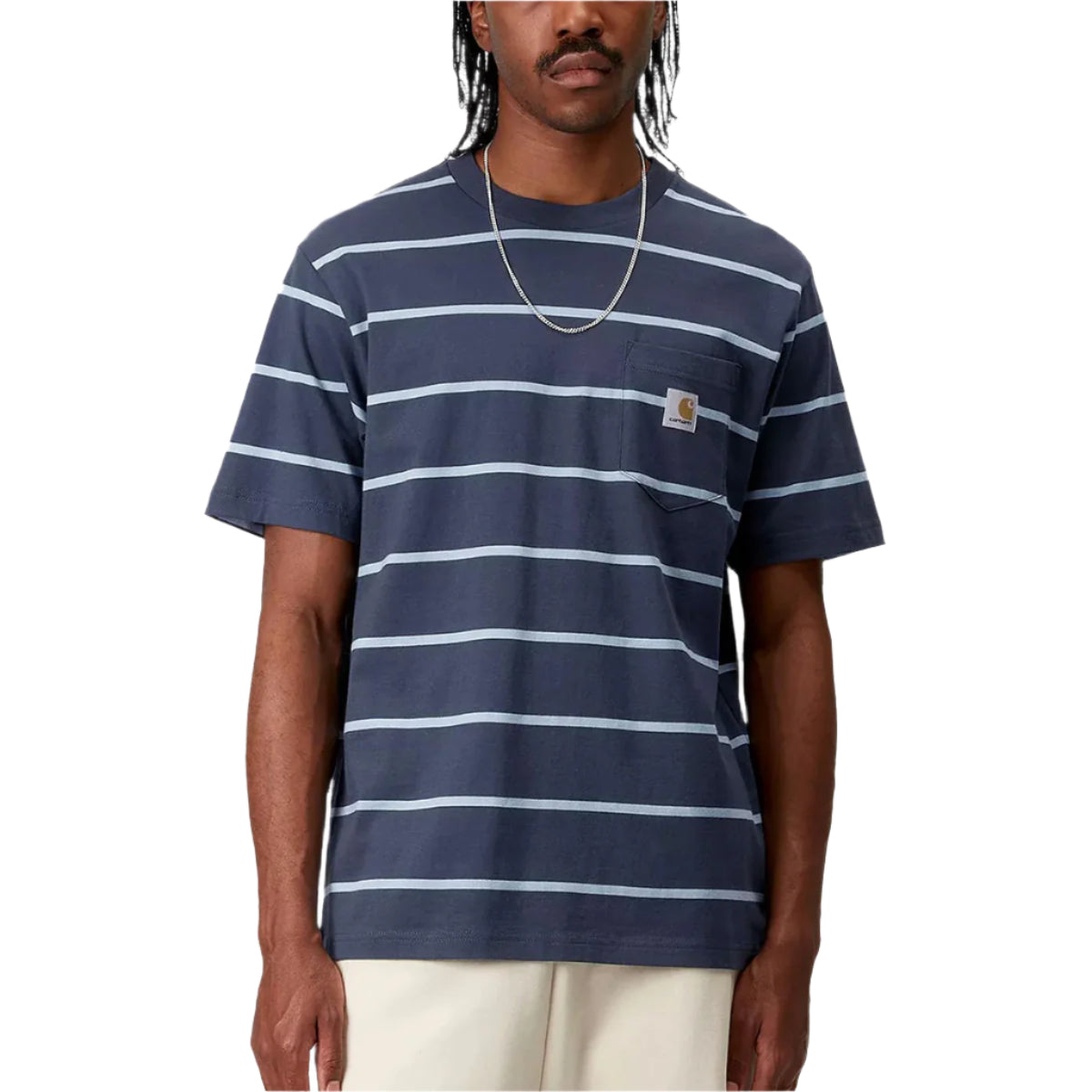 Carhartt WIP Aiken T-shirt - Stripe/Dusky Blue