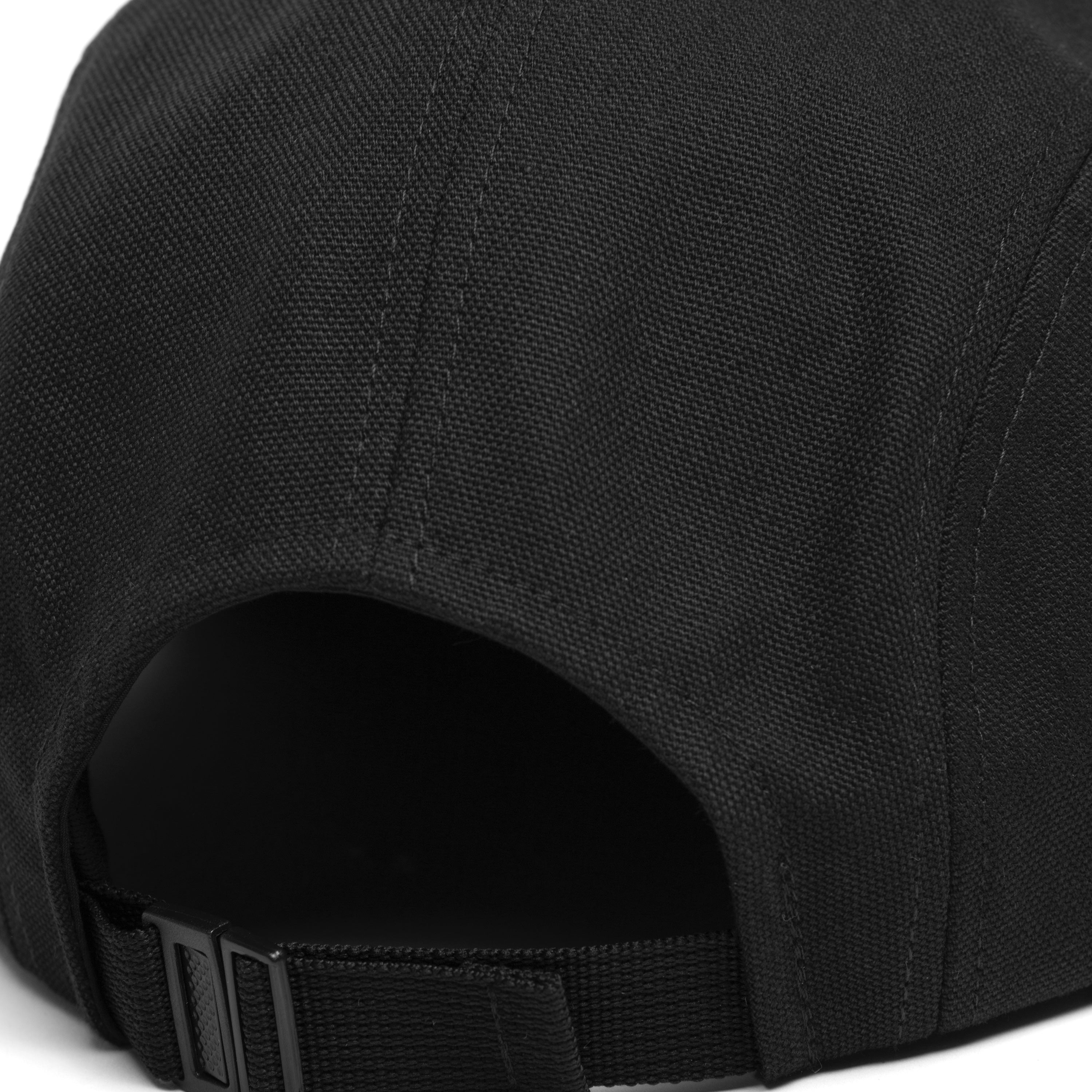 Black Carhartt cap with woven logo. Free UK shipping on orders over £50.
