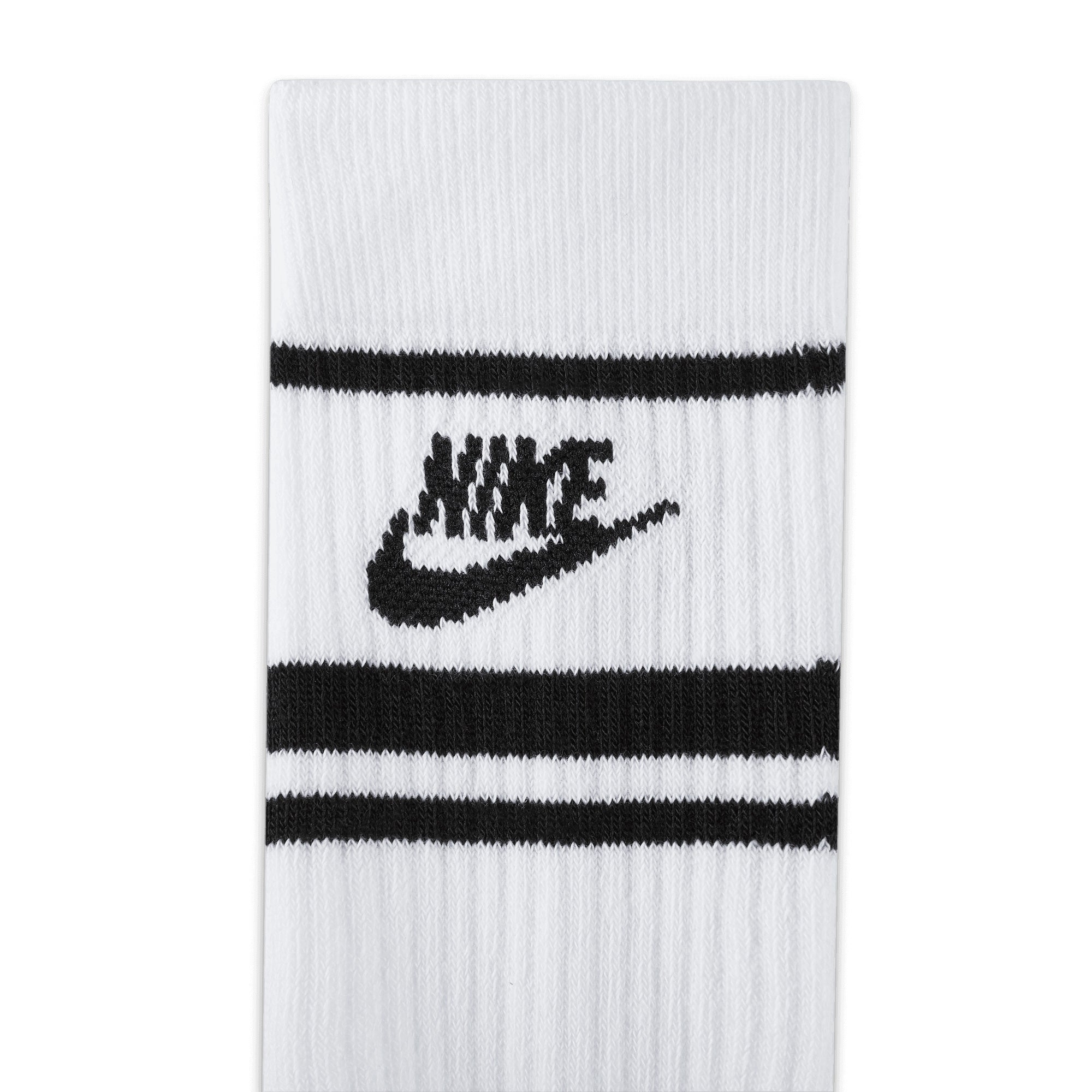 Nike SB Everyday Striped Essential Crew 3 pack Socks - White/Black