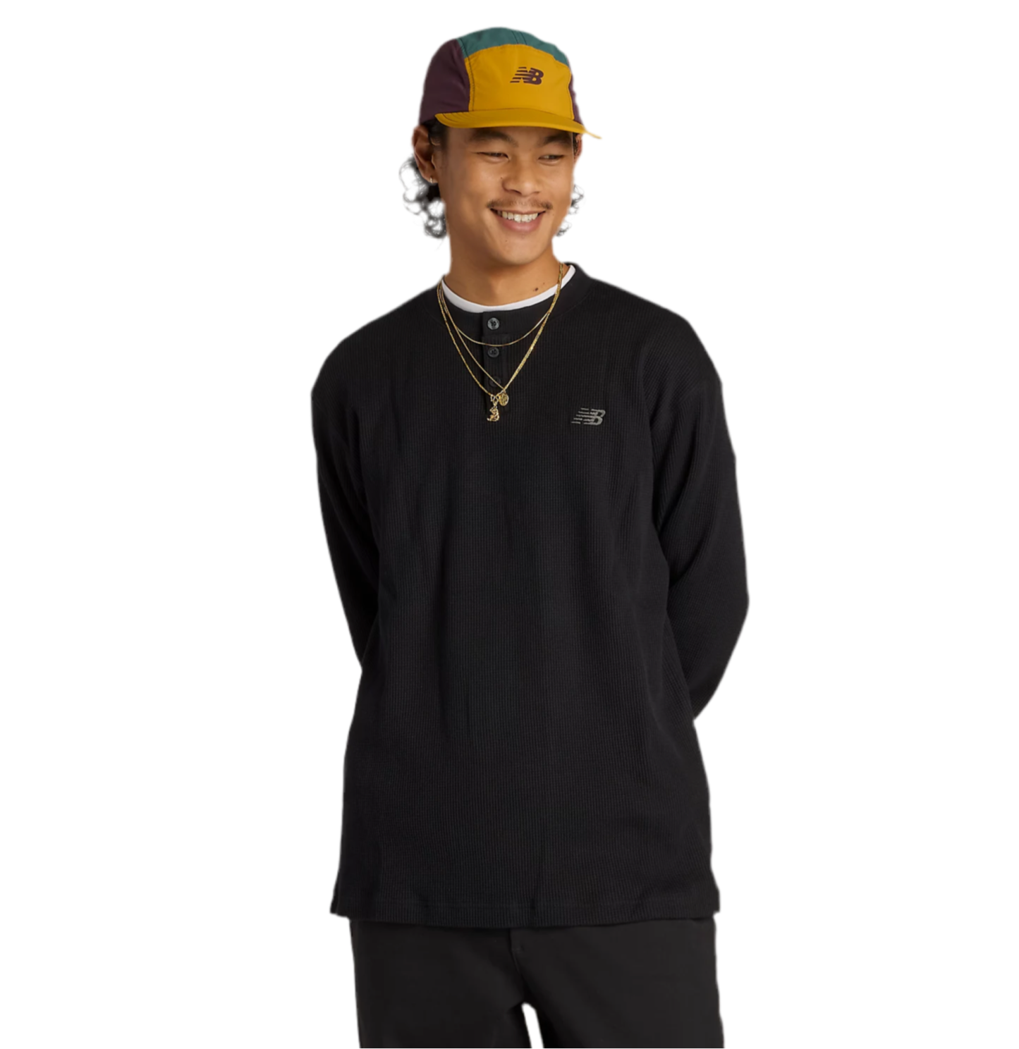 New Balance Numeric Longsleeve Waffle Henley Knit - Black