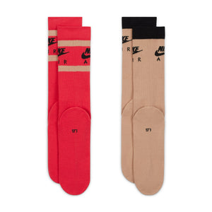 Nike Everyday Essential 2 Pack Socks - Red/Black & Tan/Black