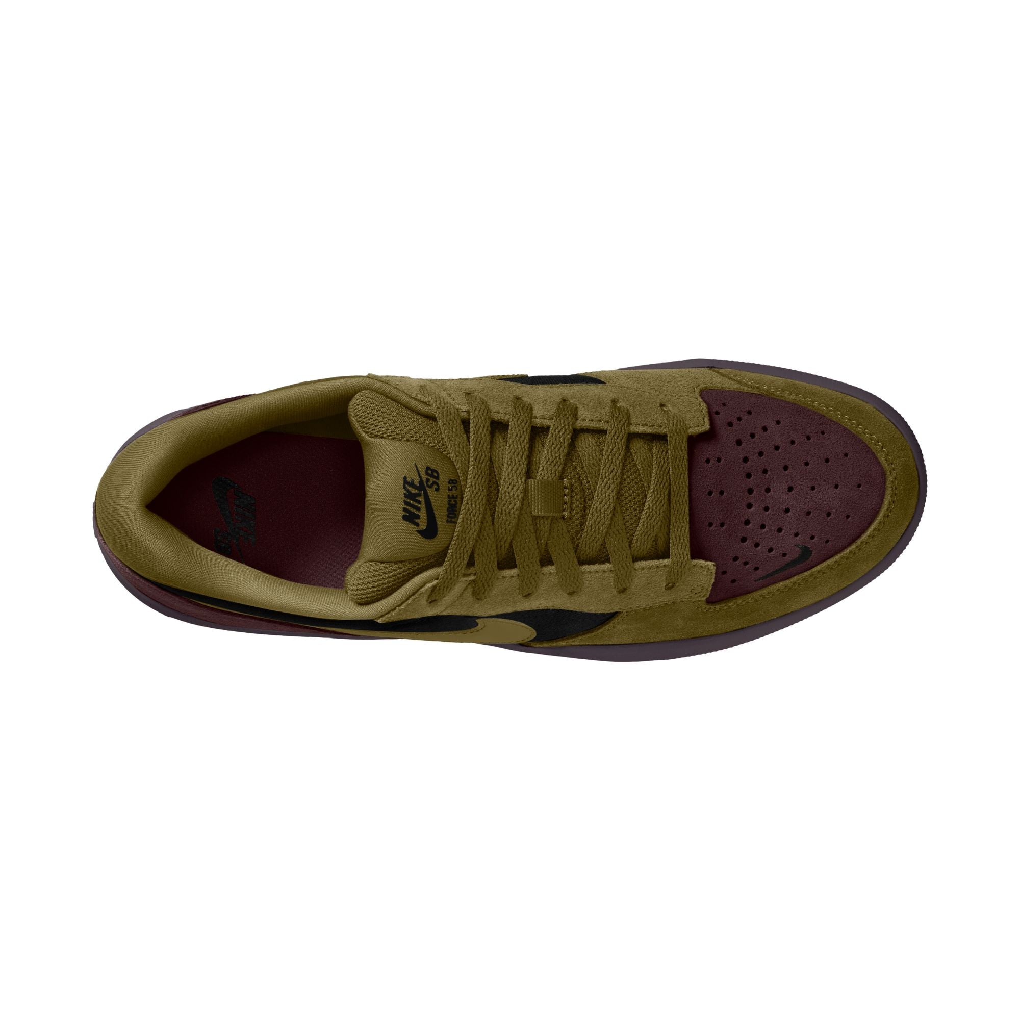 Nike SB Force 58 Shoes - Black/Olive Flak-Burgundy Crush
