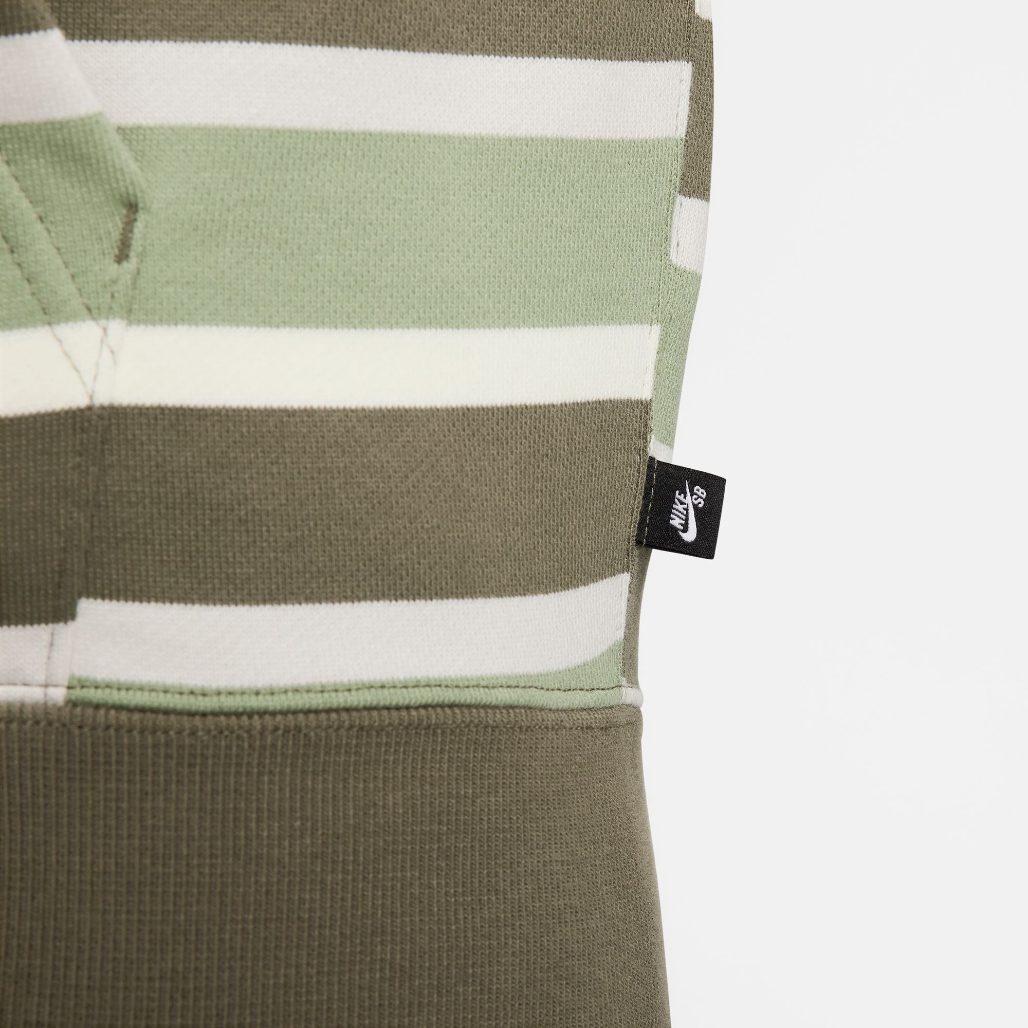 Nike SB Full Zip Striped Hooded Sweatshirt - Coconut Milk/Oil Green-White