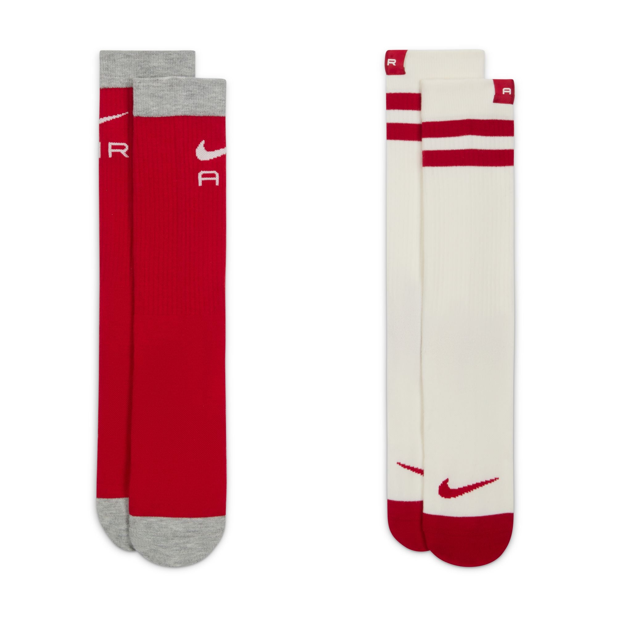 Nike Everyday Essential 2 Pack Socks Red Grey White Red Medium