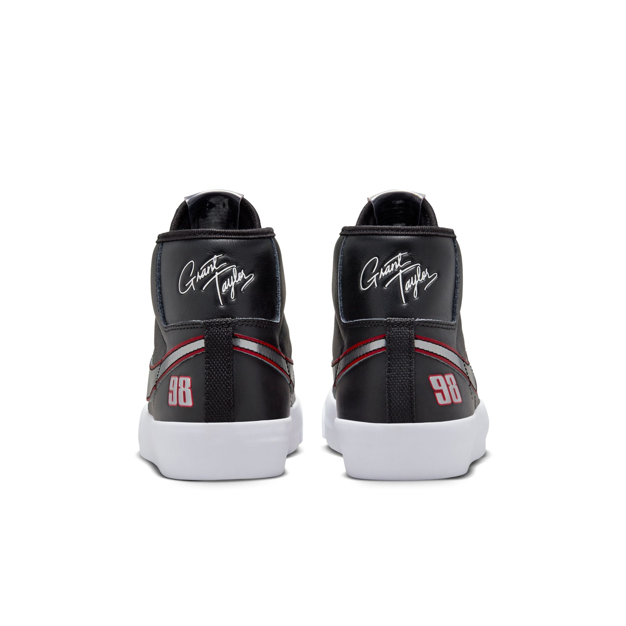 Nike SB Blazer Mid Pro Shoes - Grant Taylor Black/Metallic Silver-University Red