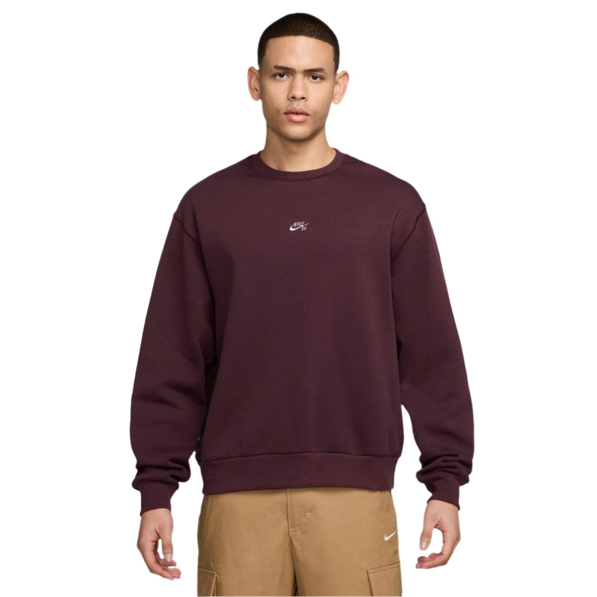 Nike SB Embroidered Crewneck Sweatshirt - Burgundy Crush/White