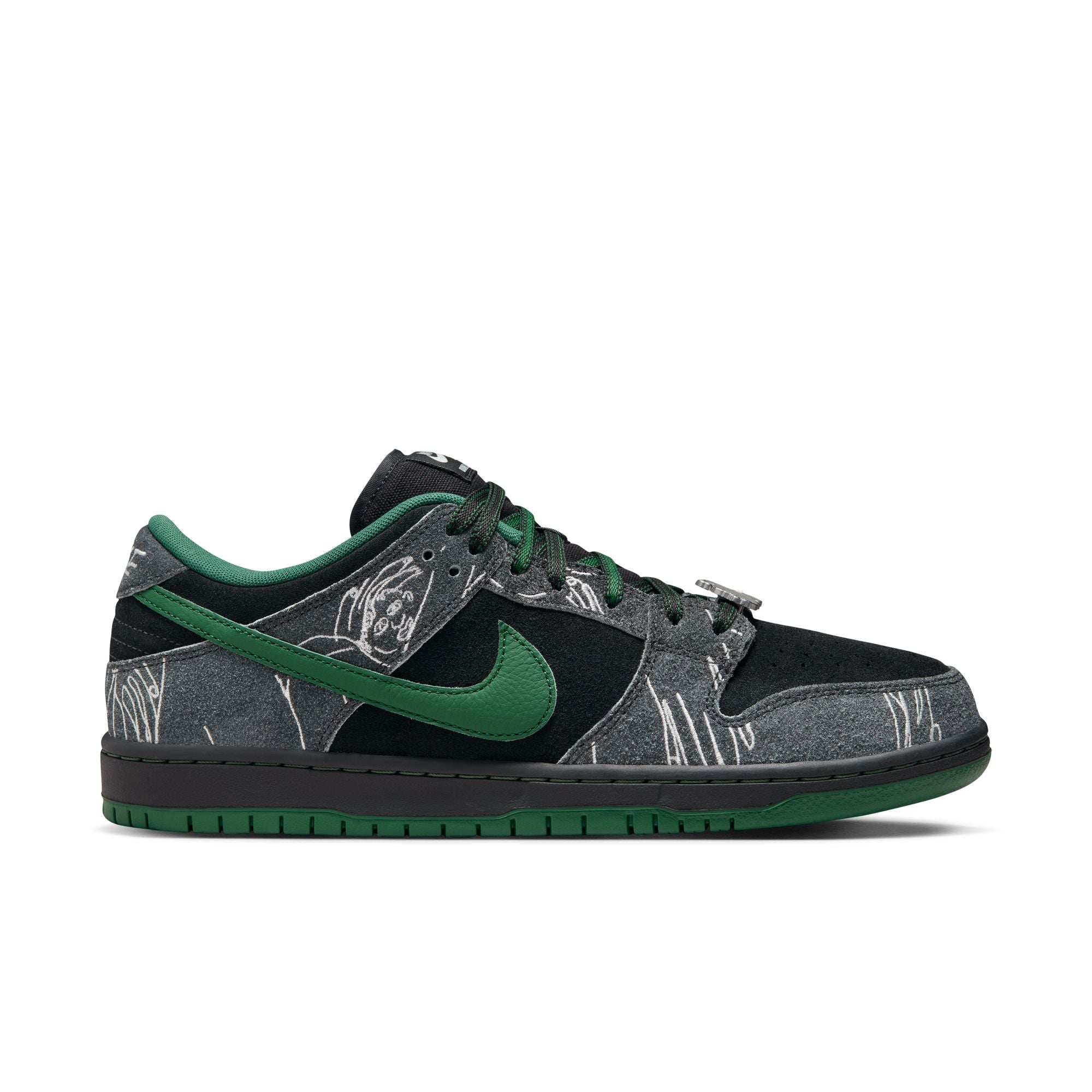 RAFFLE! Nike SB x There Skateboards Dunk Low Pro Premium Shoes - Black/Gorge Green-Summit White