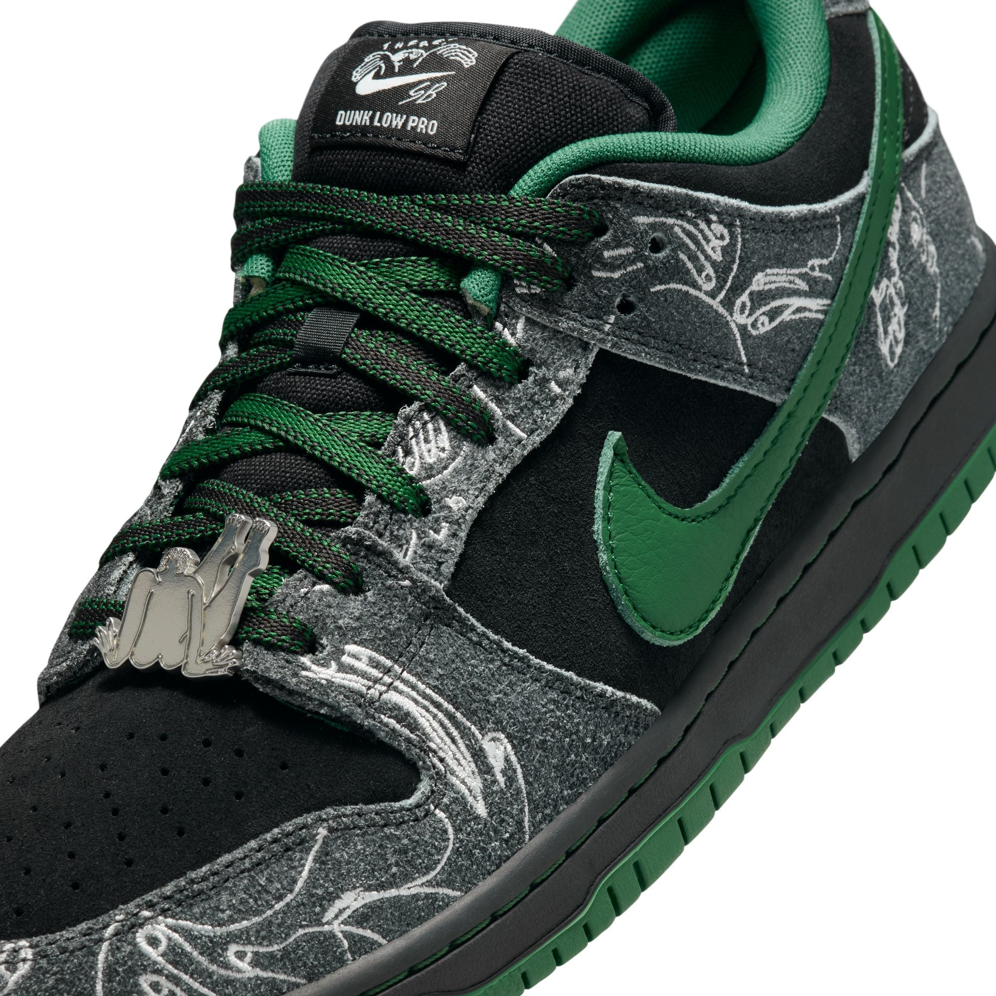 RAFFLE! Nike SB x There Skateboards Dunk Low Pro Premium Shoes - Black/Gorge Green-Summit White