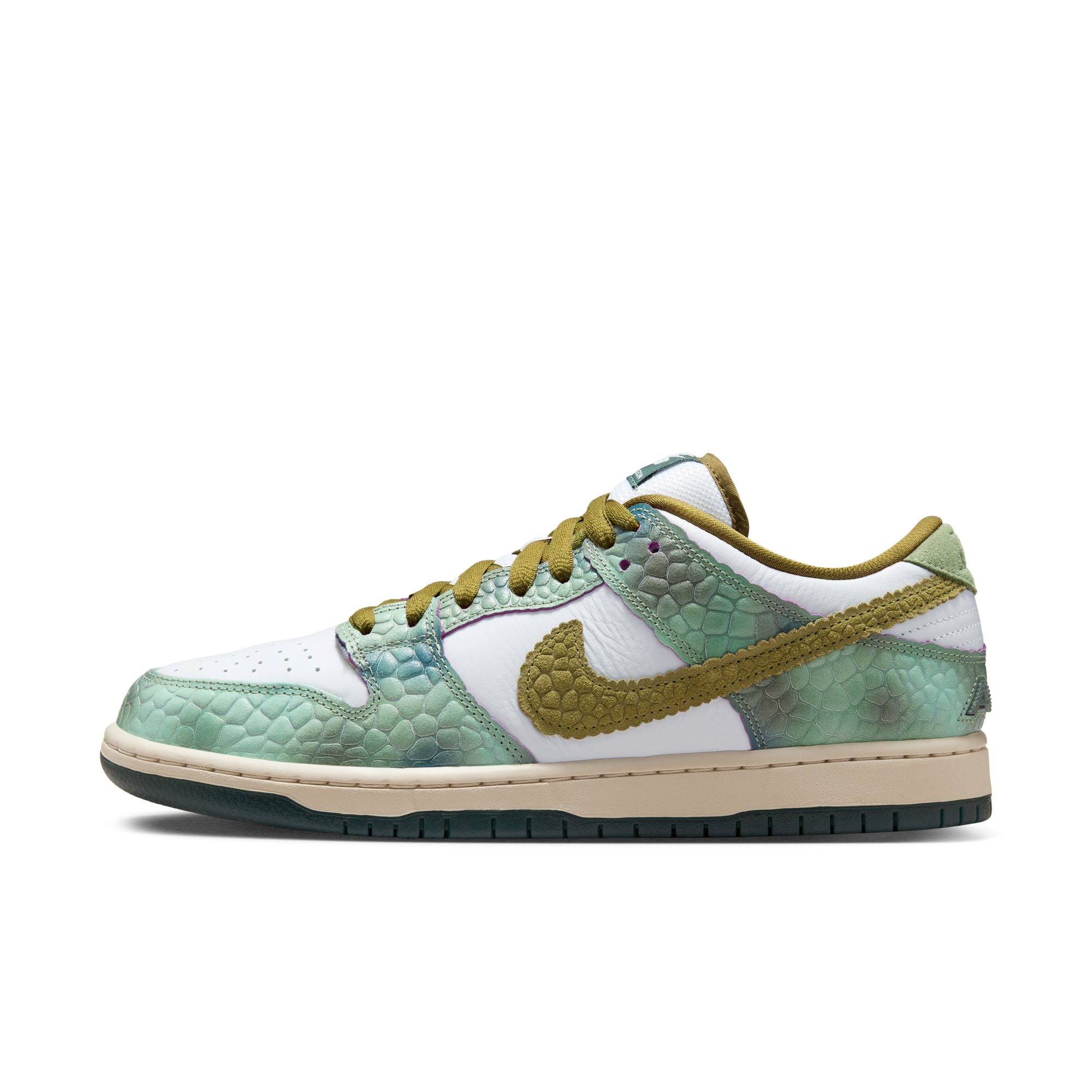 Nike SB x Alexis Sablone Chameleon Dunk Low Pro Premium Shoes - Oil Green/Desert Moss-White