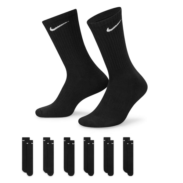 Nike Everyday Cushioned Training Crew Socks - Black/White 6 Pack - Focus