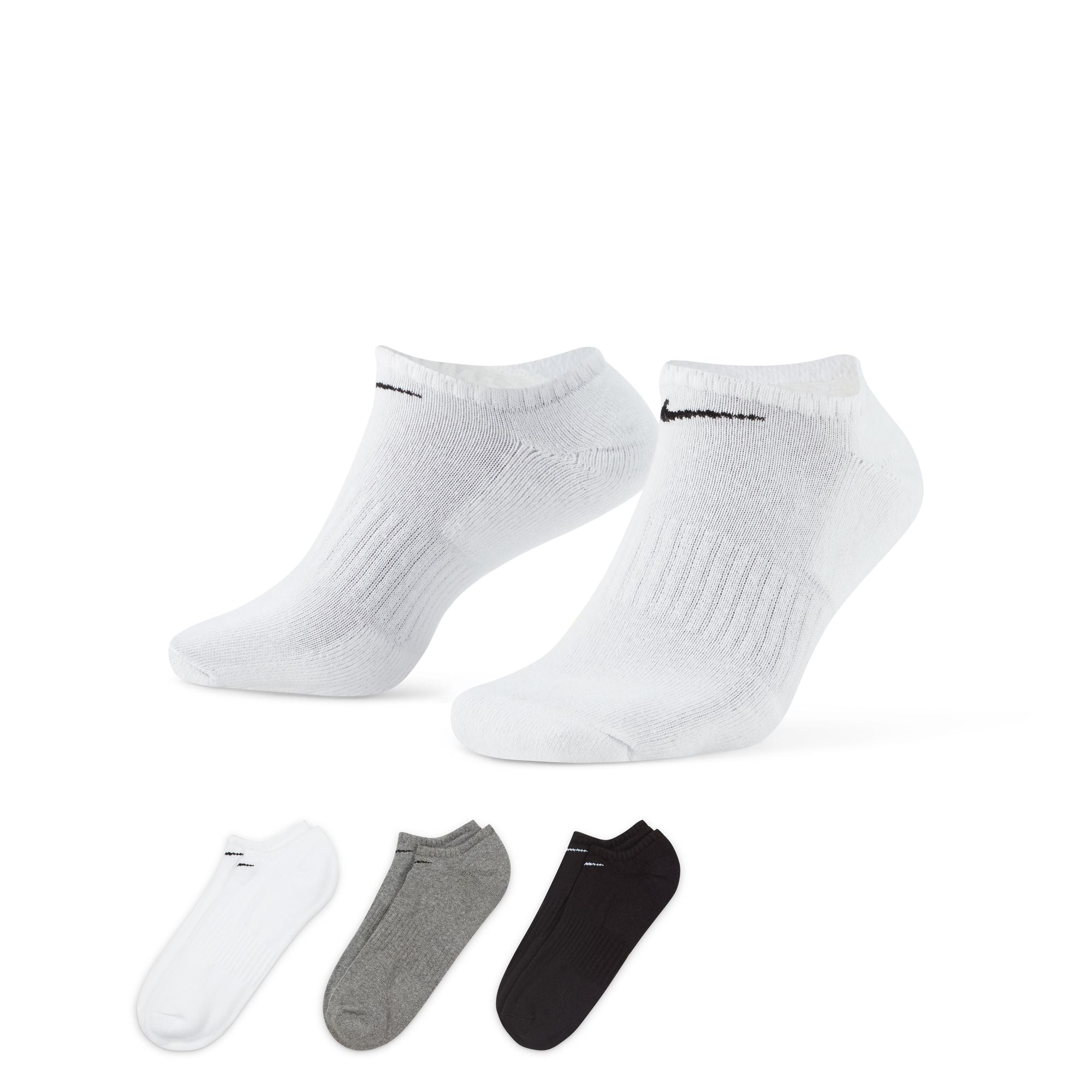 Nike Everyday Cushioned No Show 3 Pack Socks - Assorted Colours
