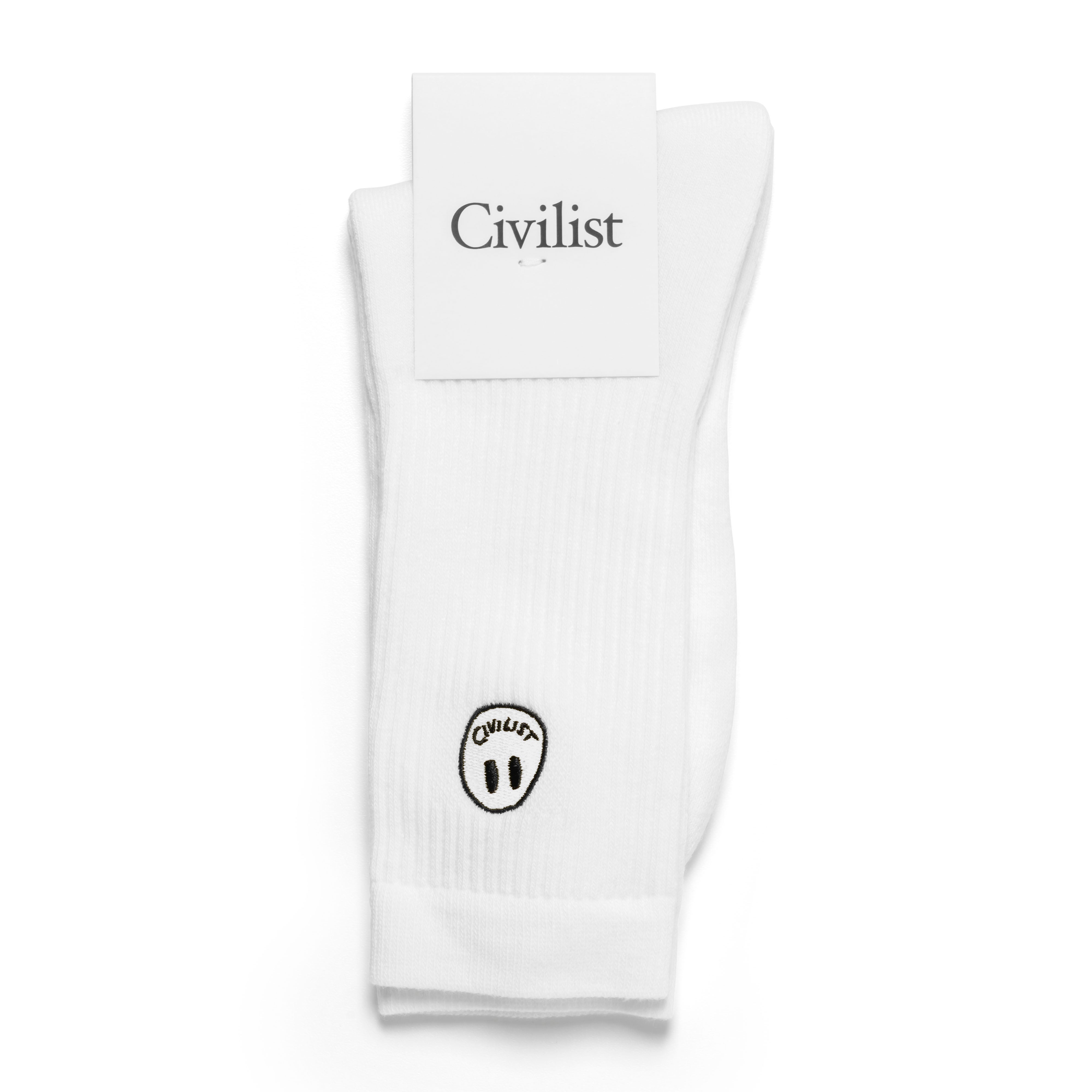 Civilist Mono Smiler Socks - White