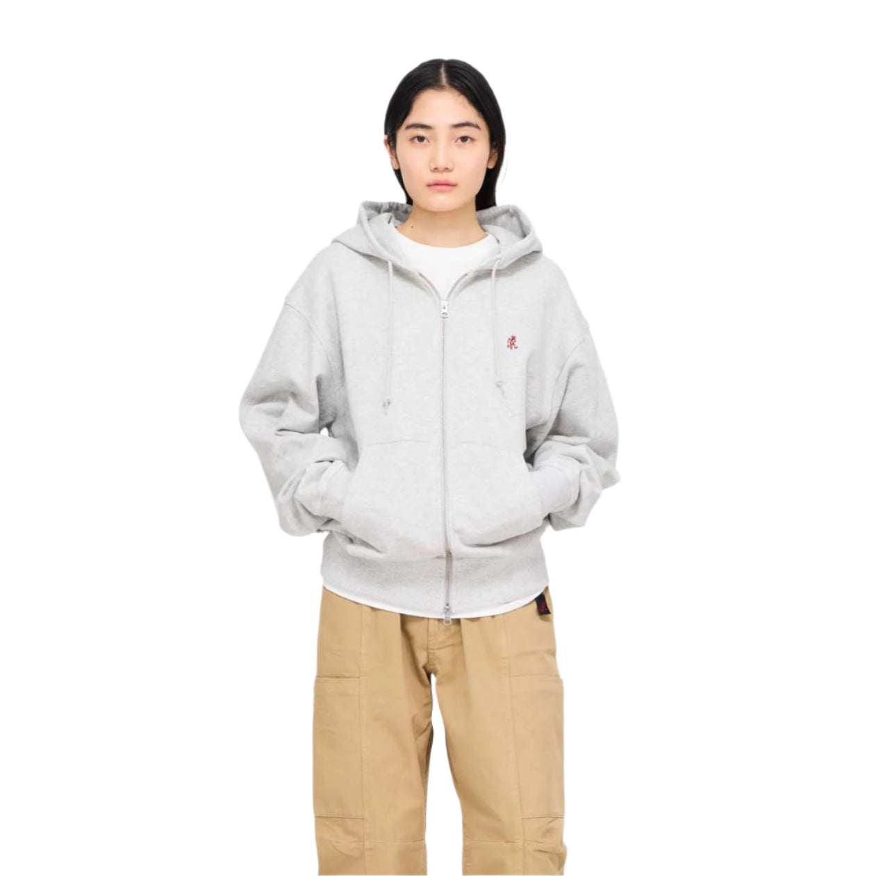 Gramicci One Point Zipped Hooded Sweatshirt - Ash Heather