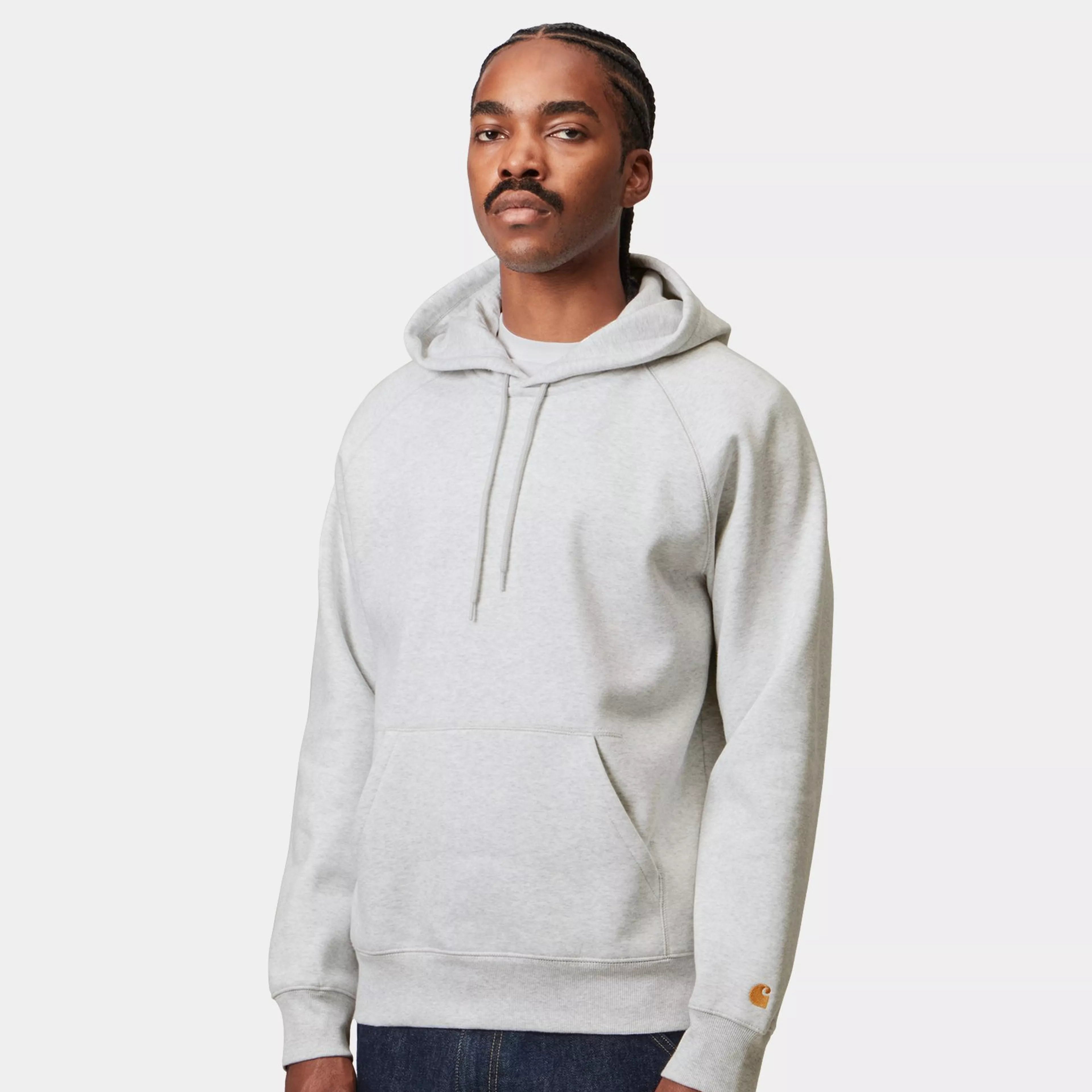 Carhartt WIP Hooded Chase Sweatshirt - Ash Heather/Gold