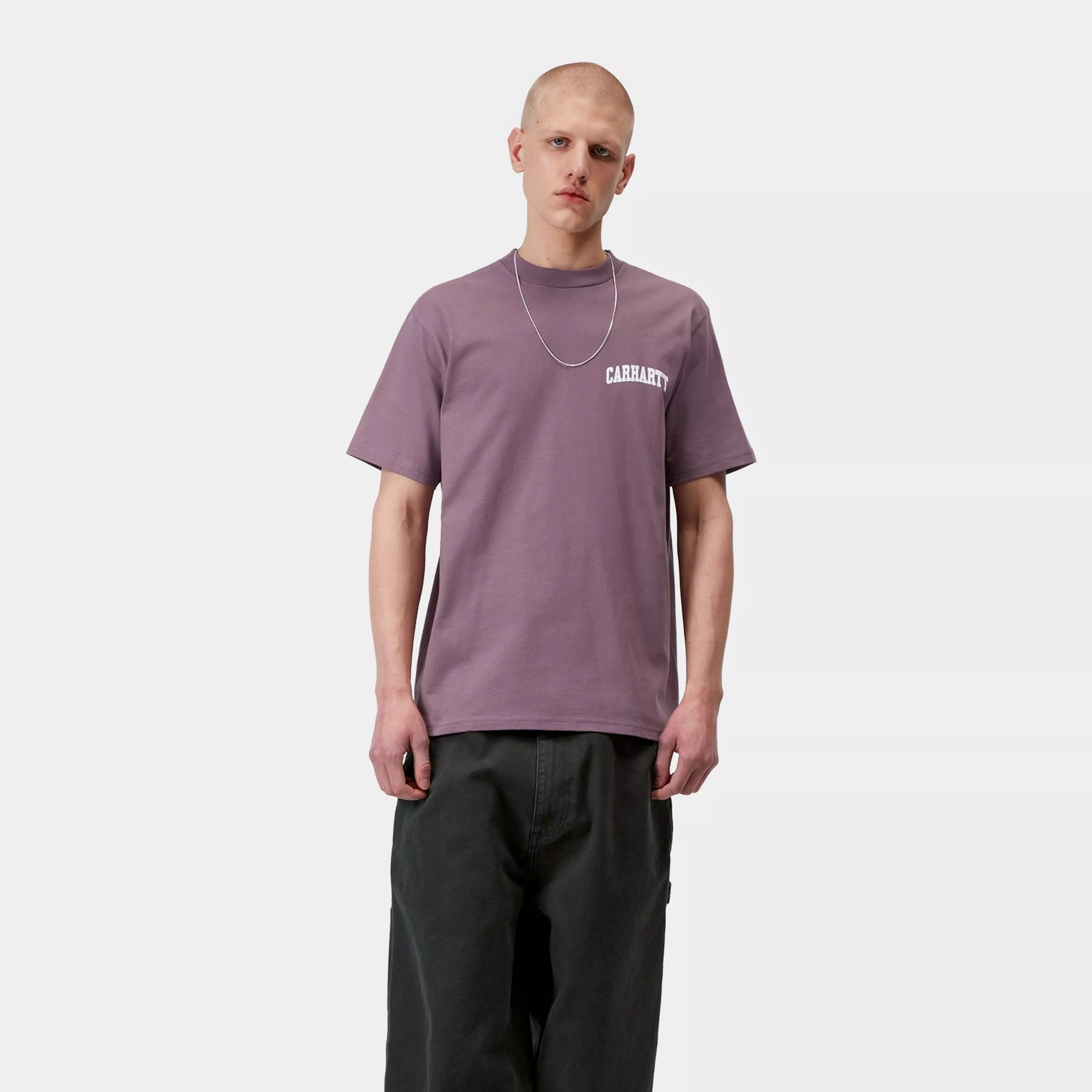 Carhartt WIP S/S University Script T-Shirt - Phlox/White