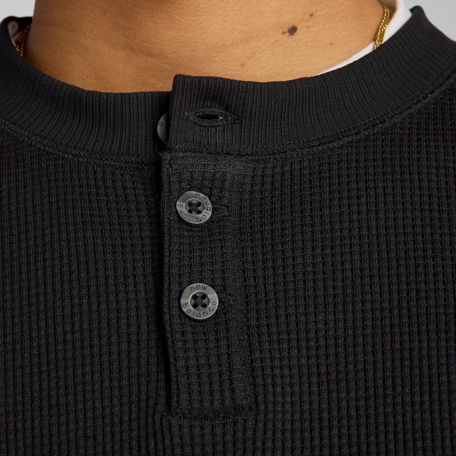 New Balance Numeric Longsleeve Waffle Henley Knit - Black